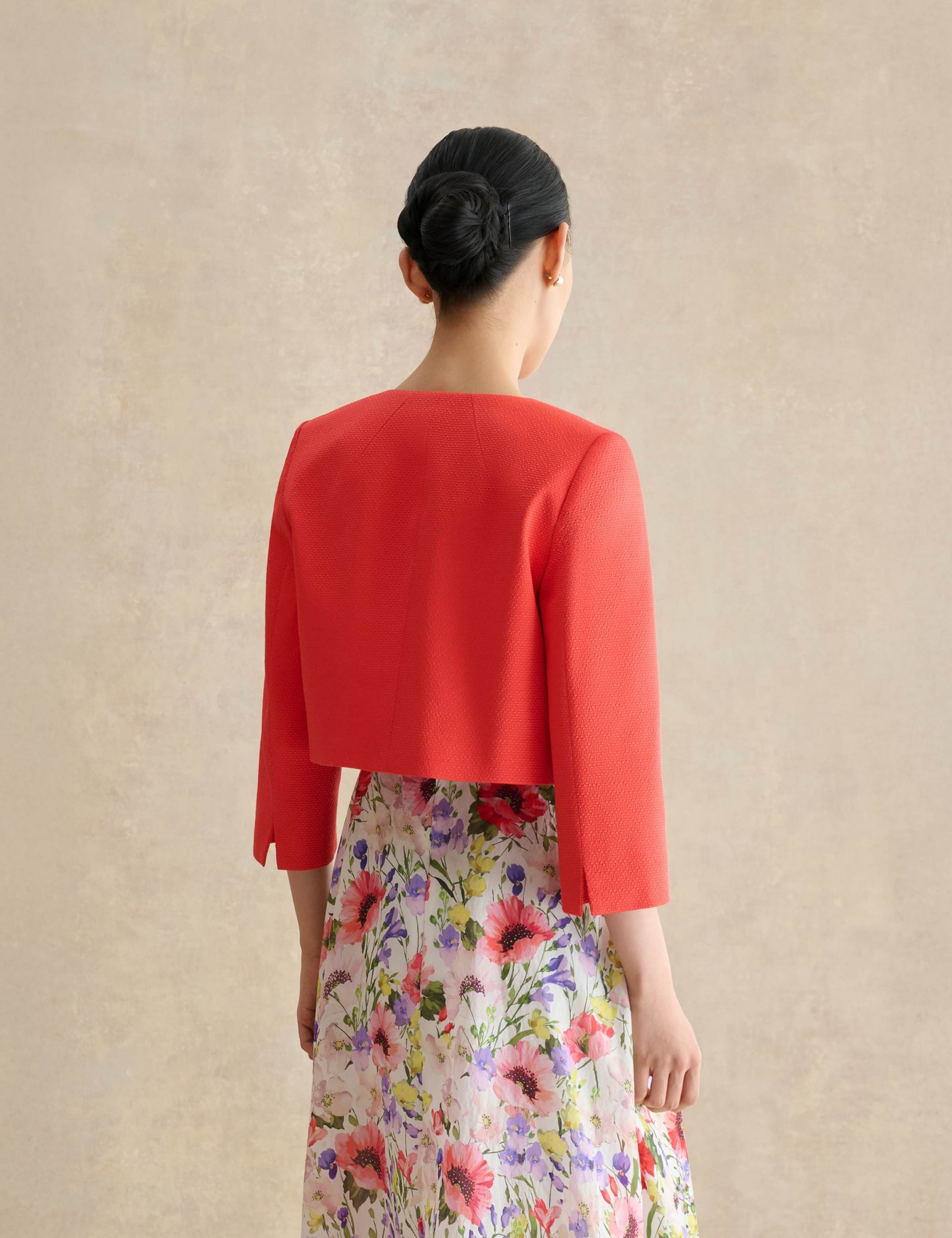 Cotton Blend Collarless Short Jacket 4 of 5