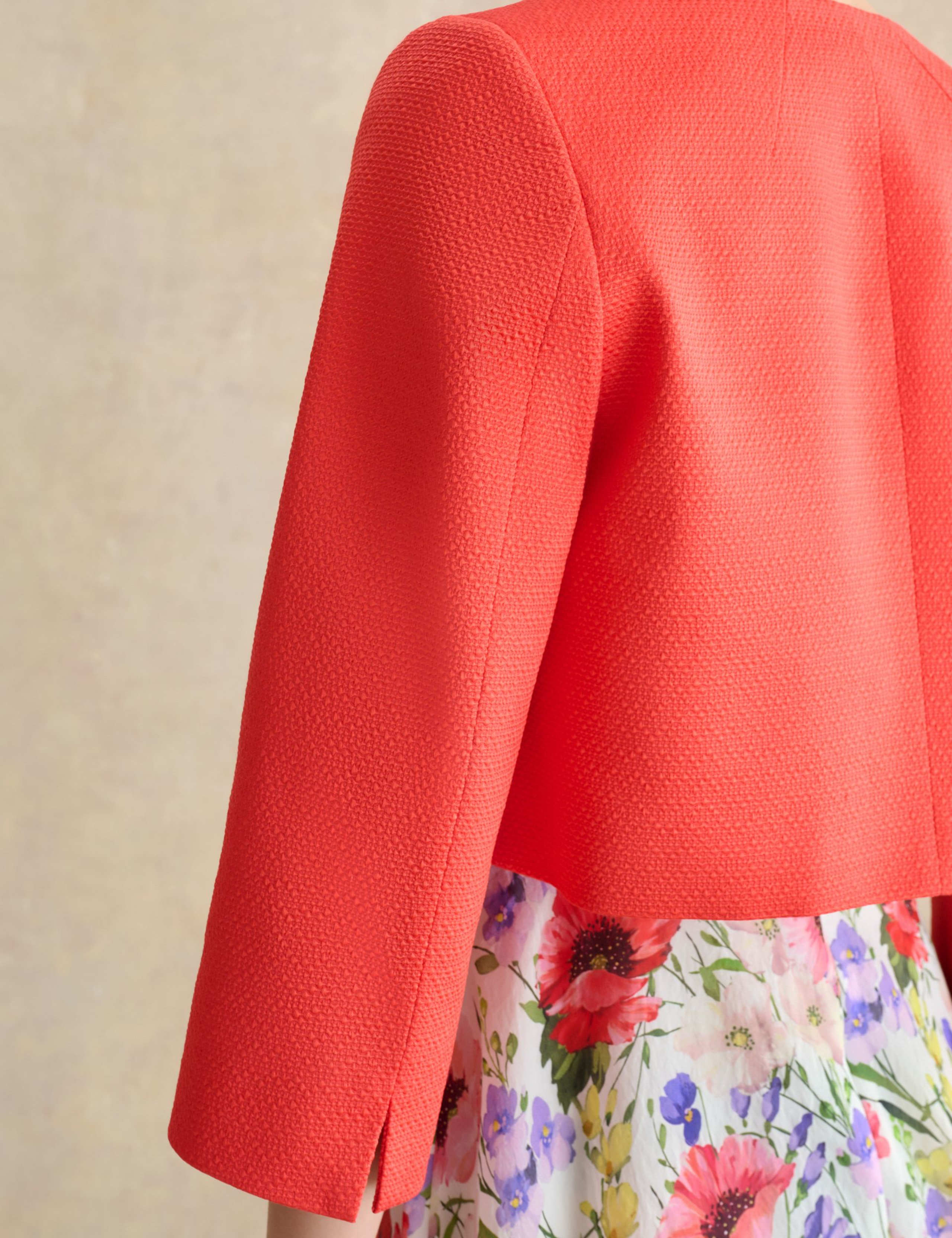 Cotton Blend Collarless Short Jacket 5 of 5