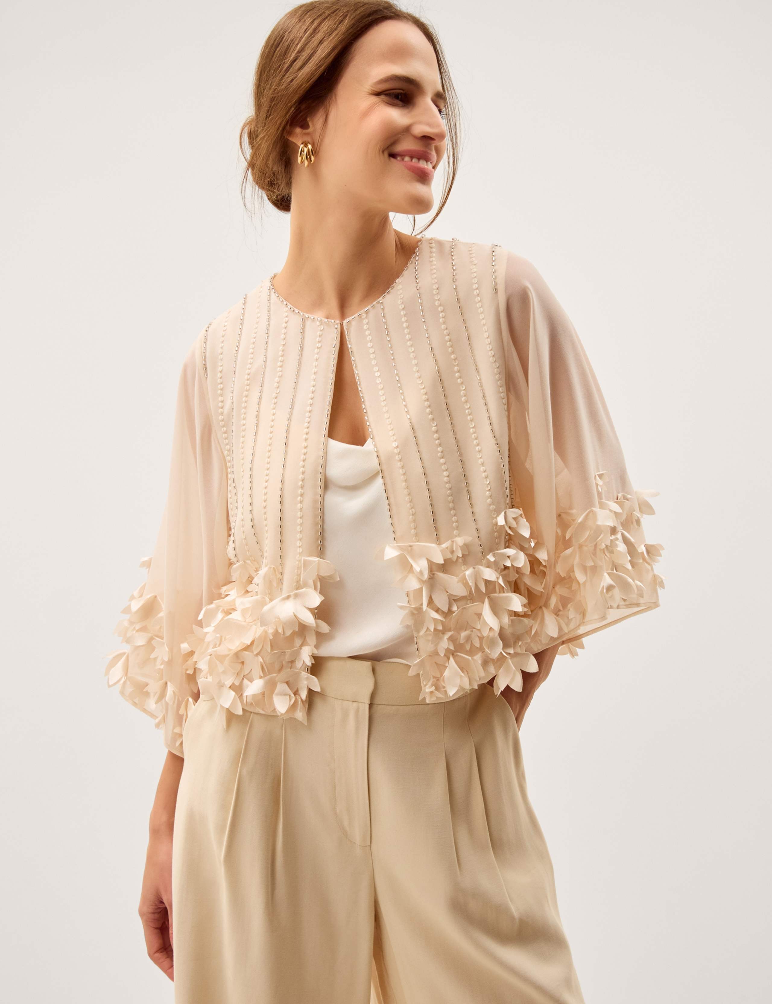 Embellished Collarless Jacket 1 of 6