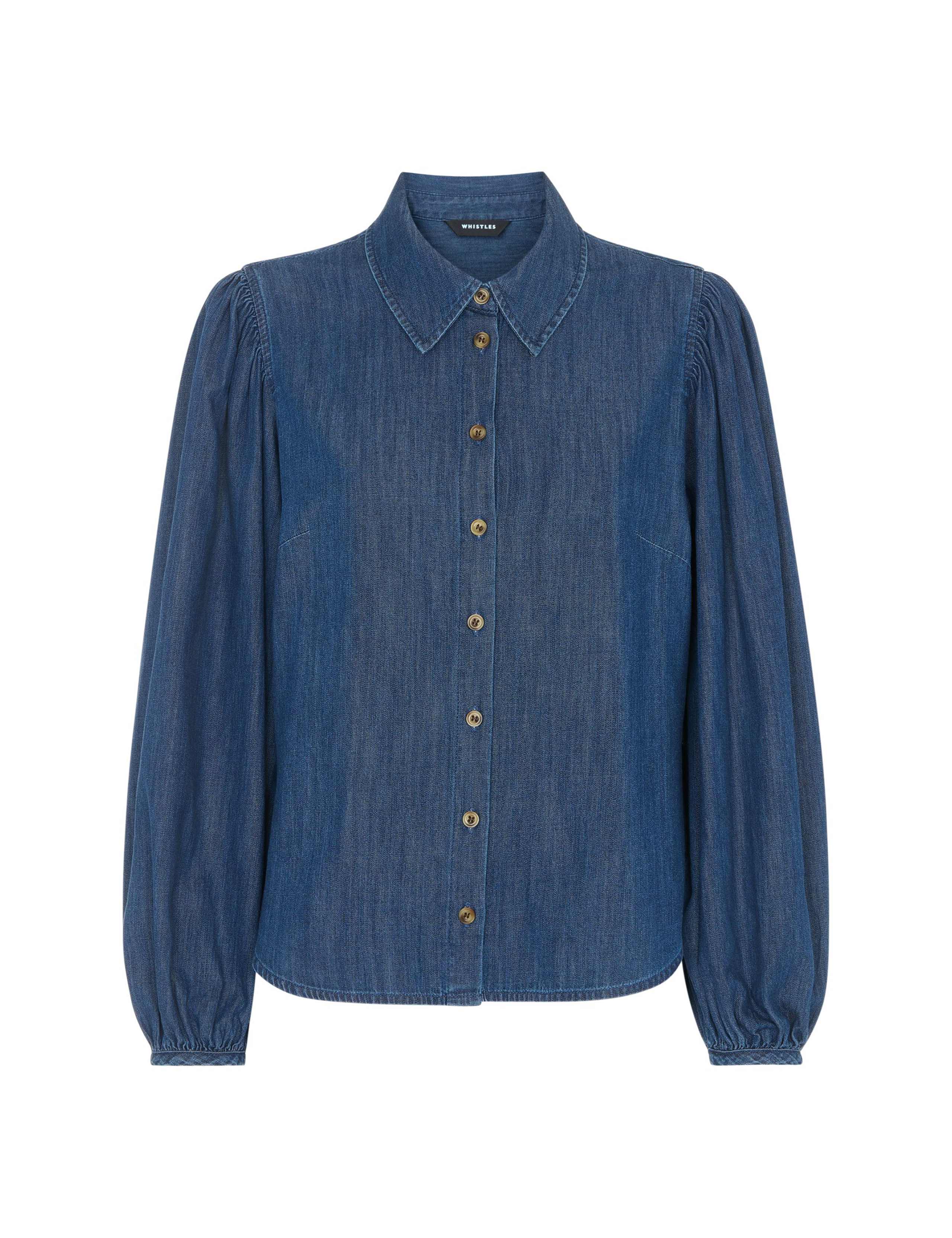Chambray Pure Cotton Collared Shirt 2 of 4