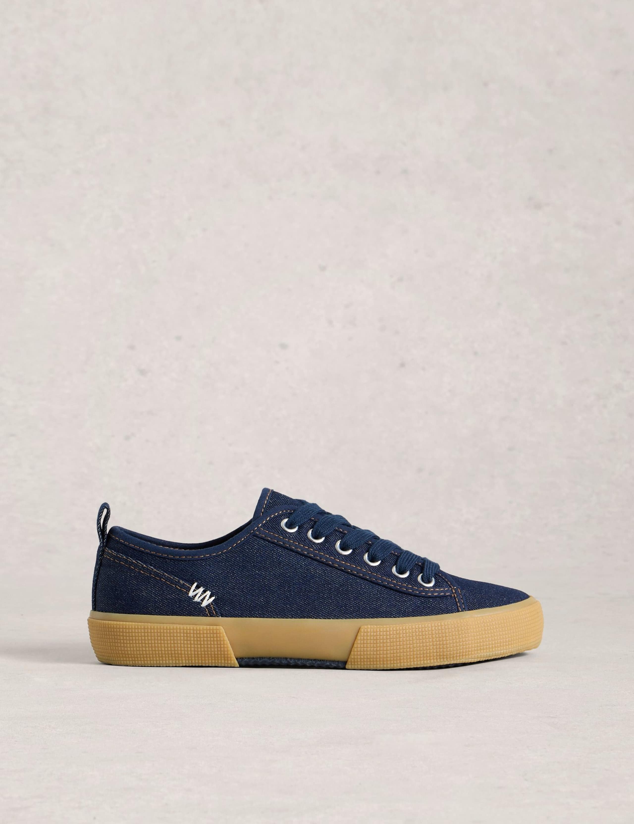 Canvas Lace Up Striped Trainers 1 of 4