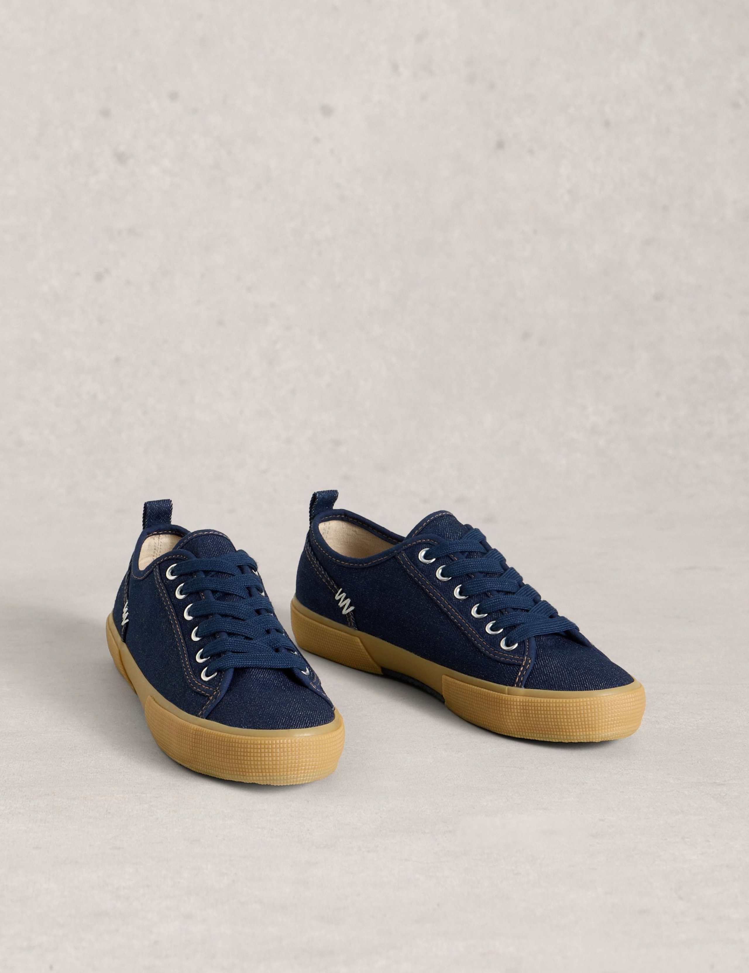 Canvas Lace Up Striped Trainers 2 of 4