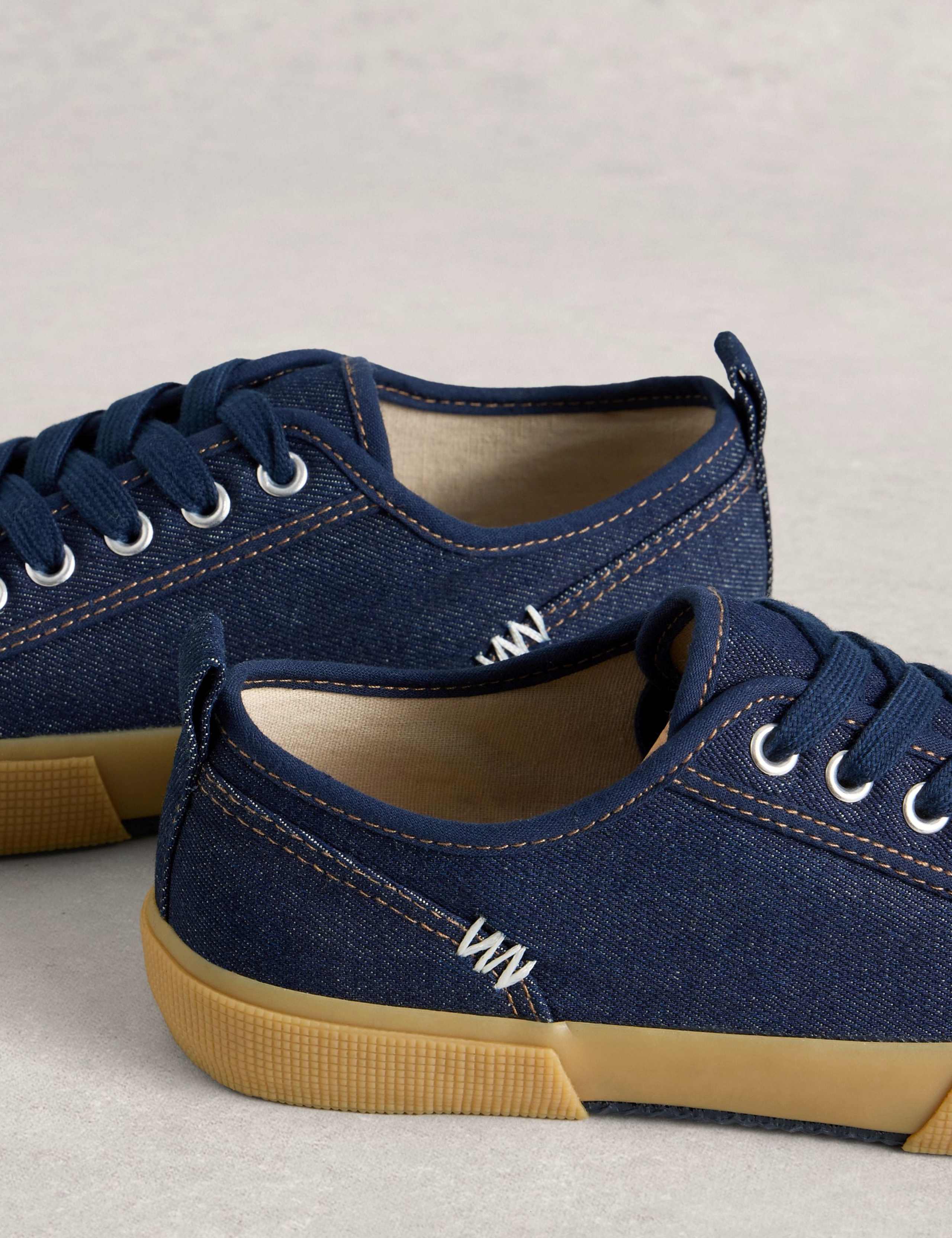 Canvas Lace Up Striped Trainers 3 of 4
