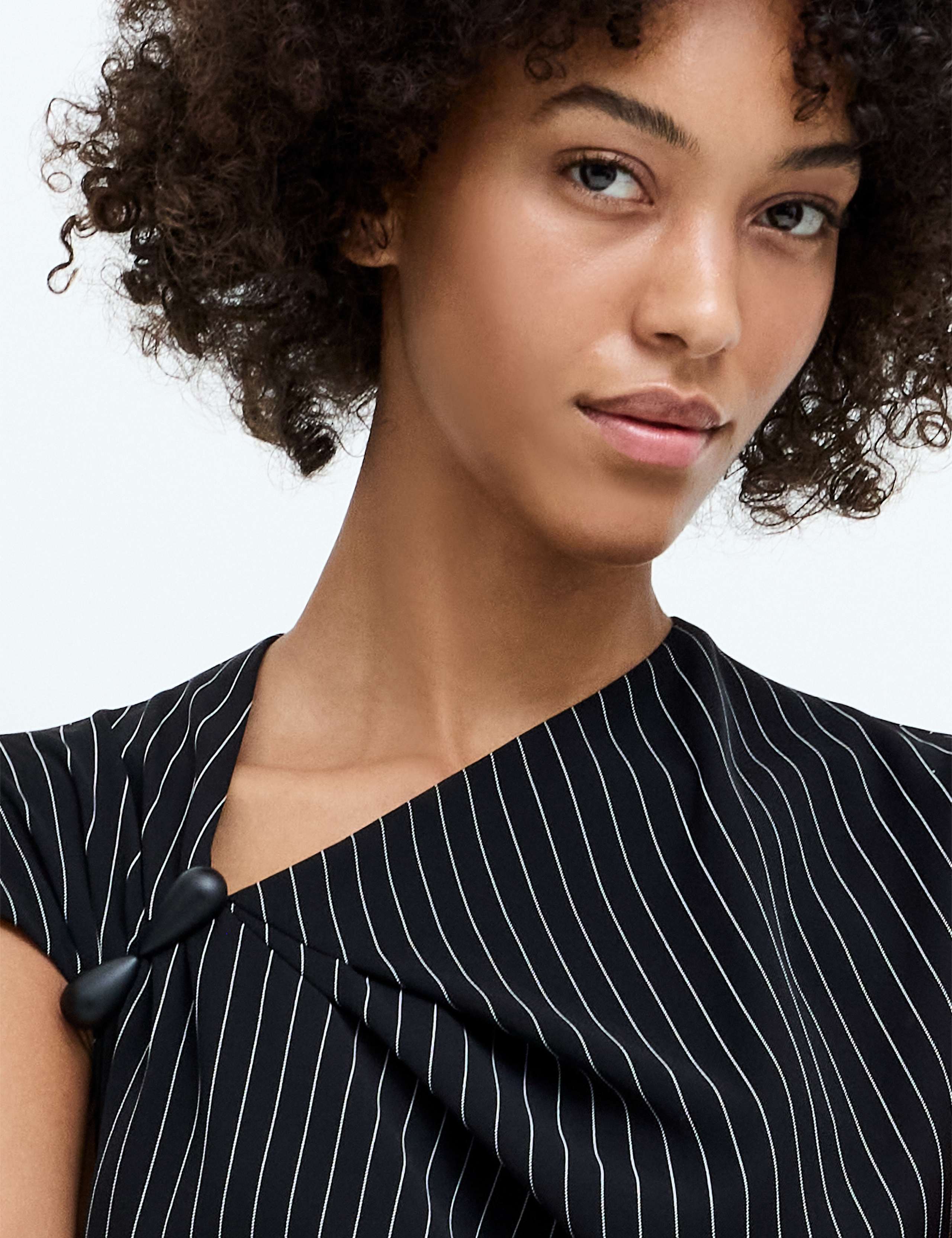 Pinstripe Cowl Neck Midi Tailored Dress 3 of 6