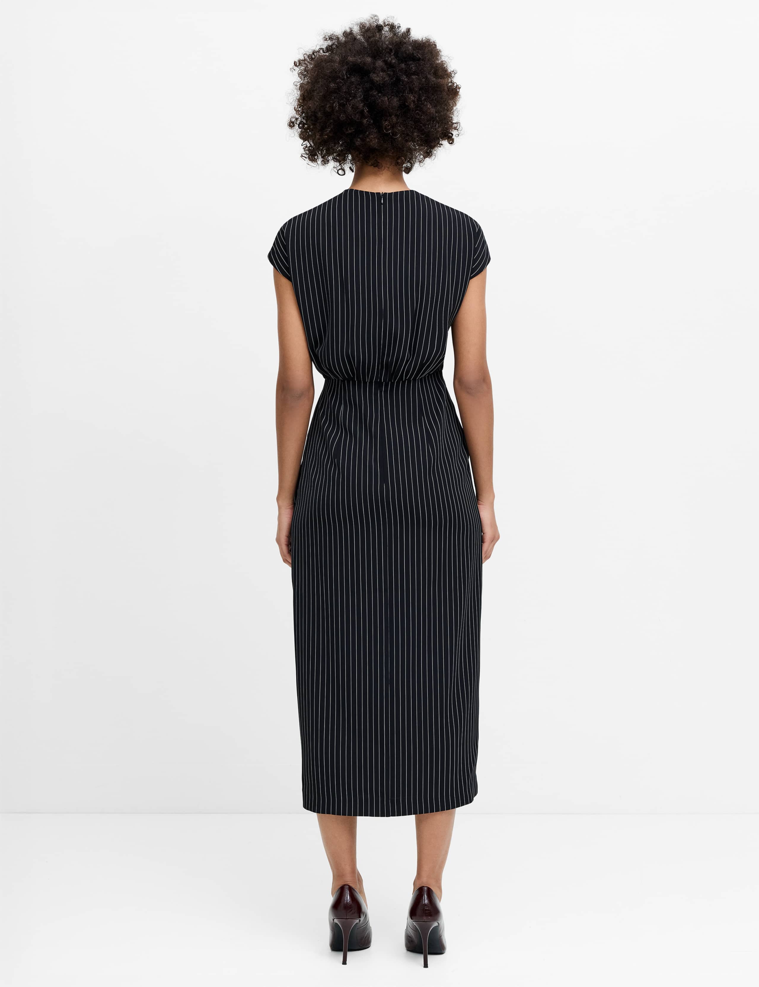 Pinstripe Cowl Neck Midi Tailored Dress 6 of 6