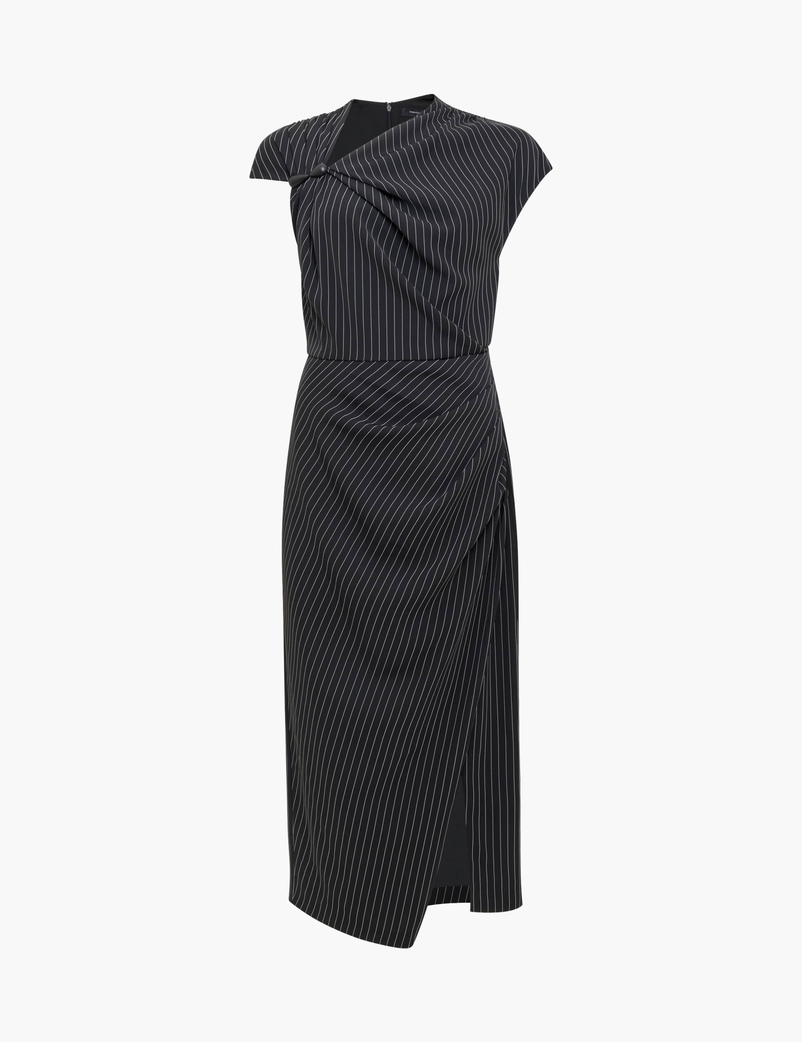 Pinstripe Cowl Neck Midi Tailored Dress 2 of 6