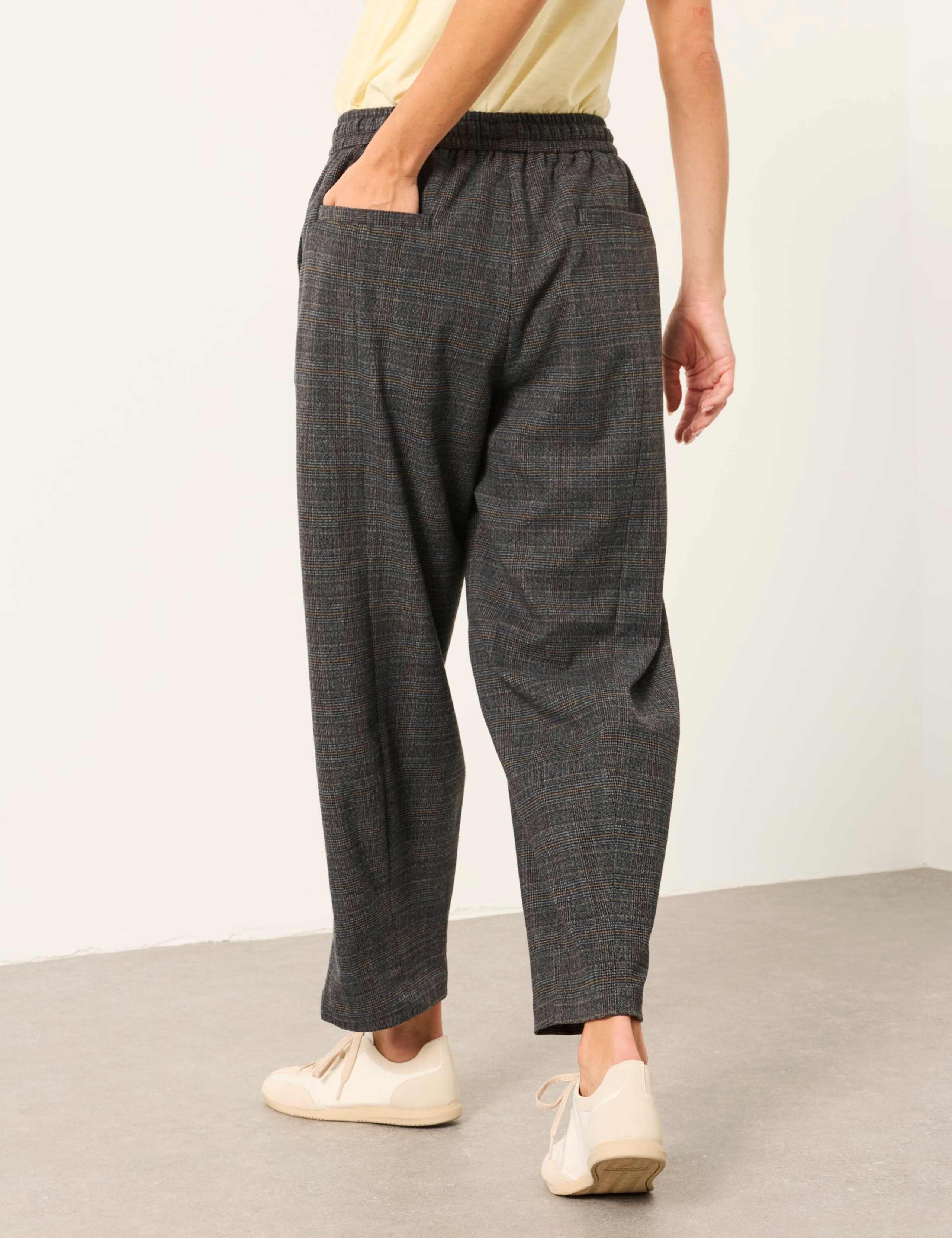 Checked Wide Leg Ankle Grazer Trousers 4 of 6