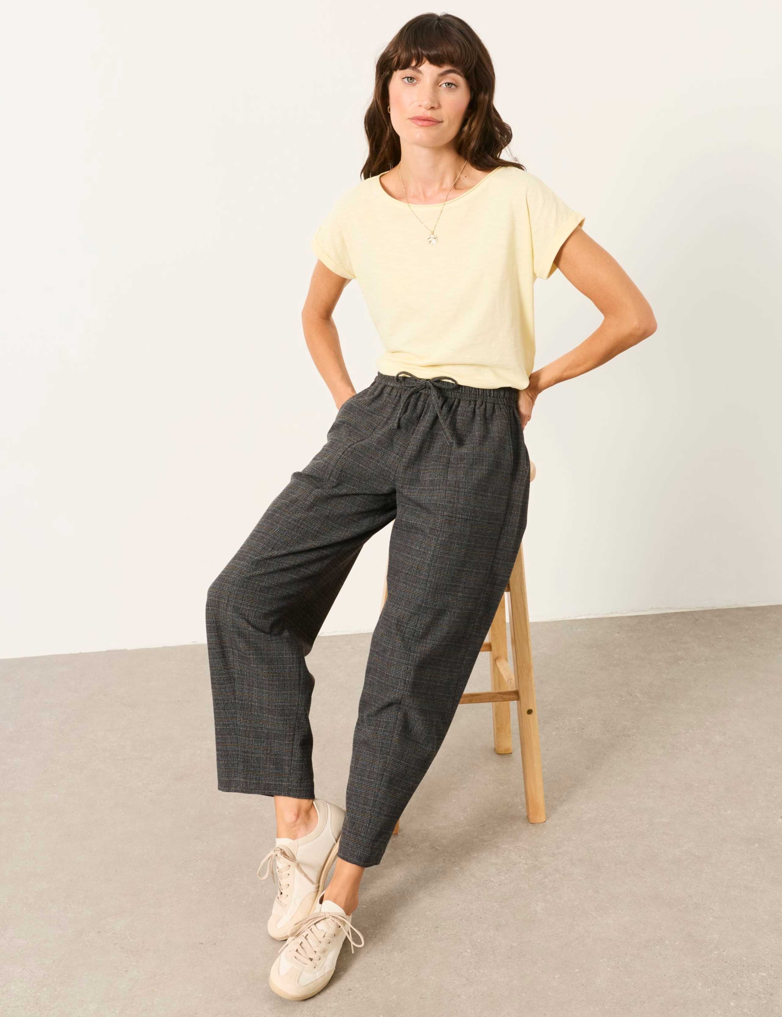 Checked Wide Leg Ankle Grazer Trousers 5 of 6