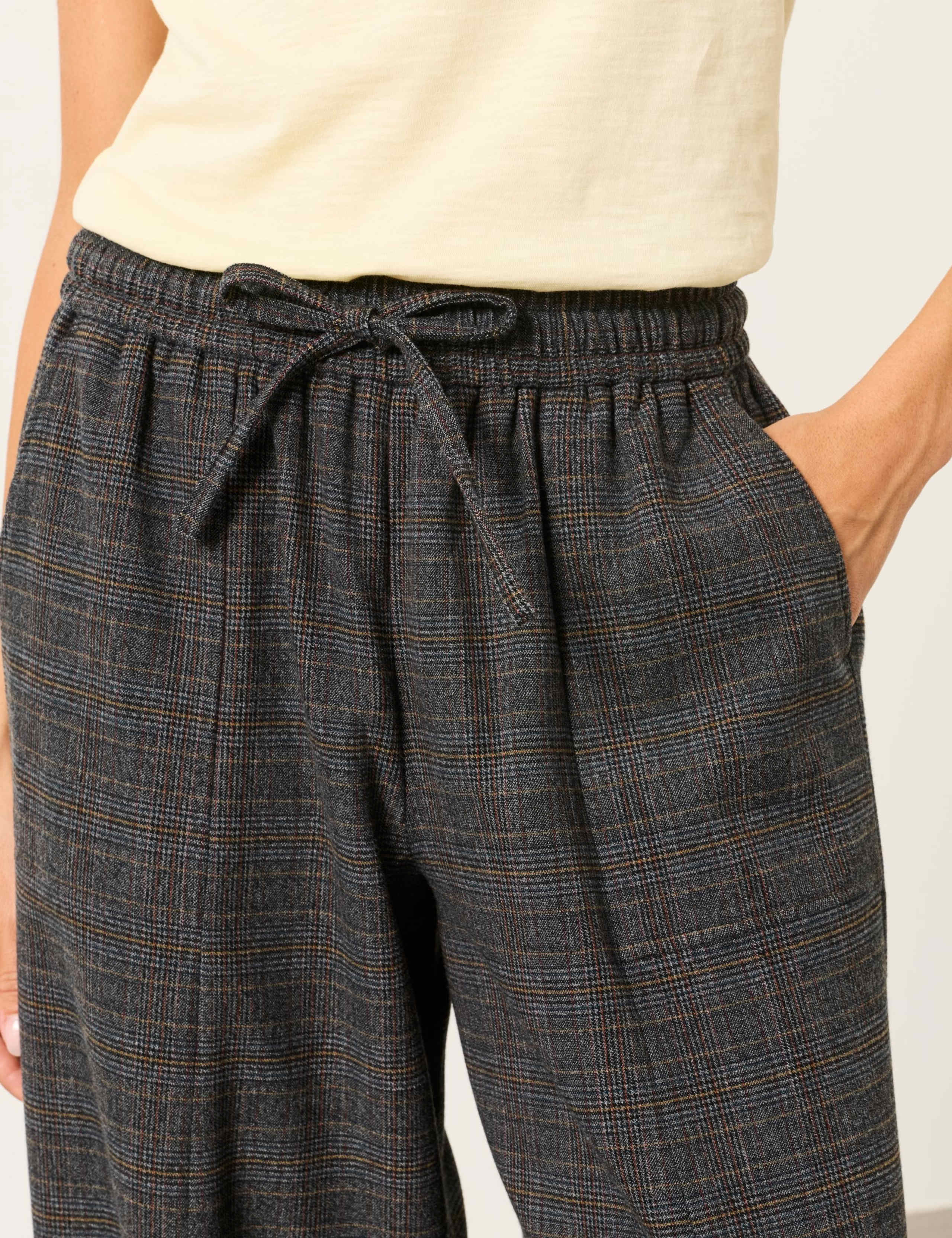Checked Wide Leg Ankle Grazer Trousers 6 of 6