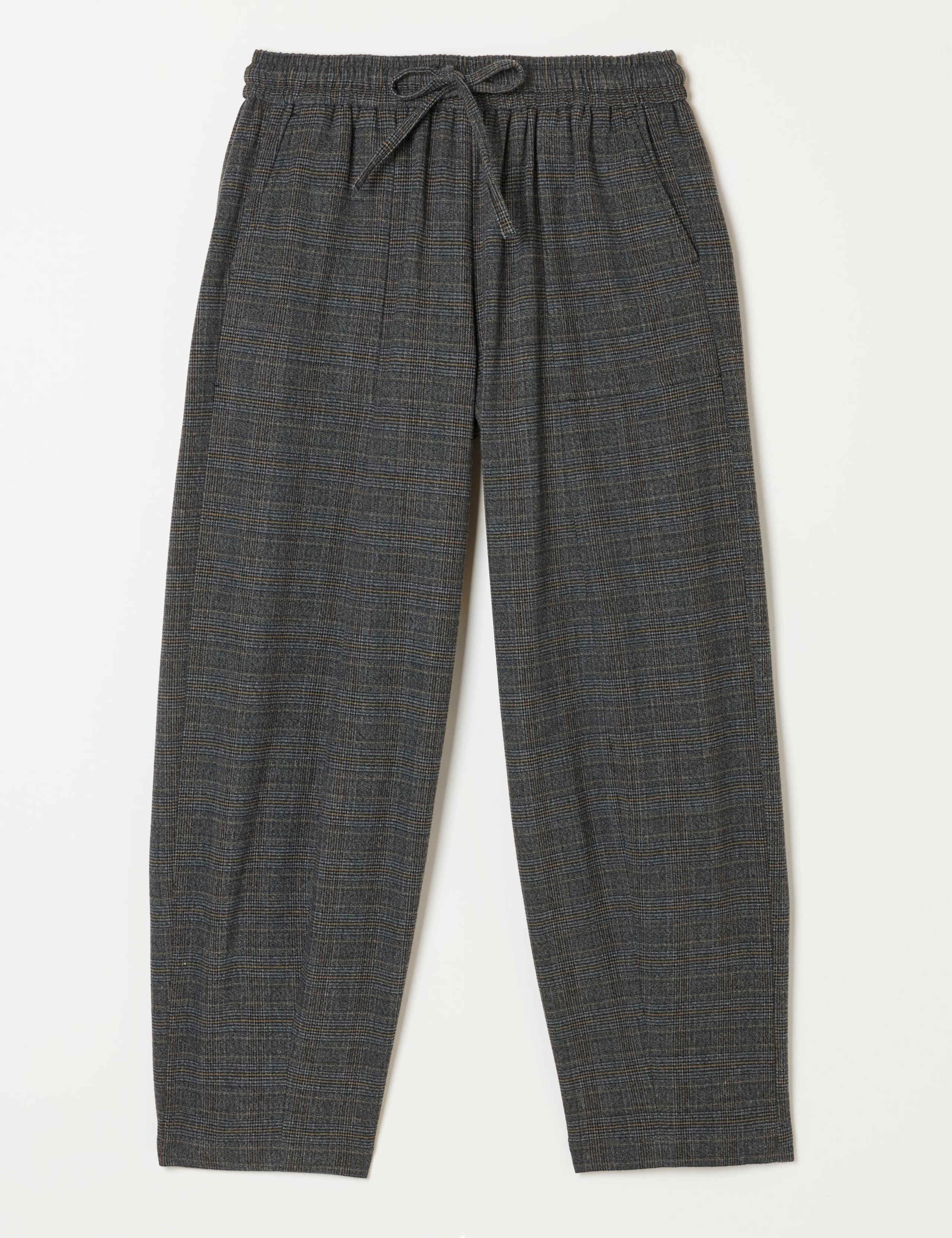 Checked Wide Leg Ankle Grazer Trousers 2 of 6