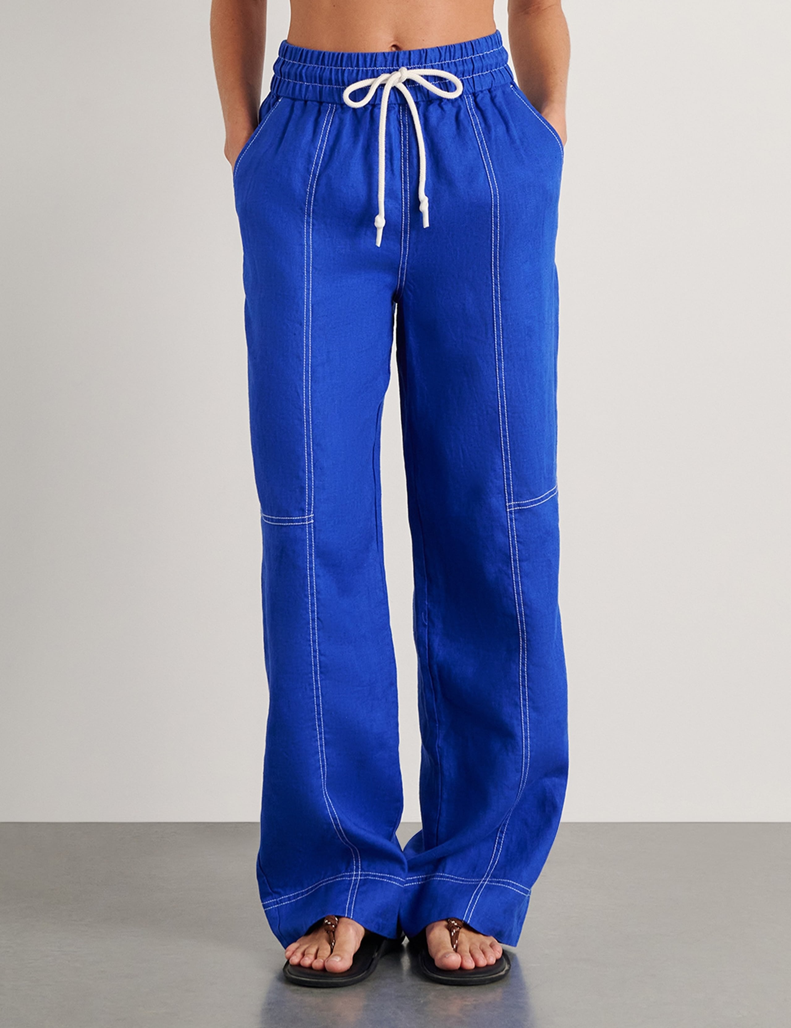 Pure Linen Straight Leg Trousers 2 of 5