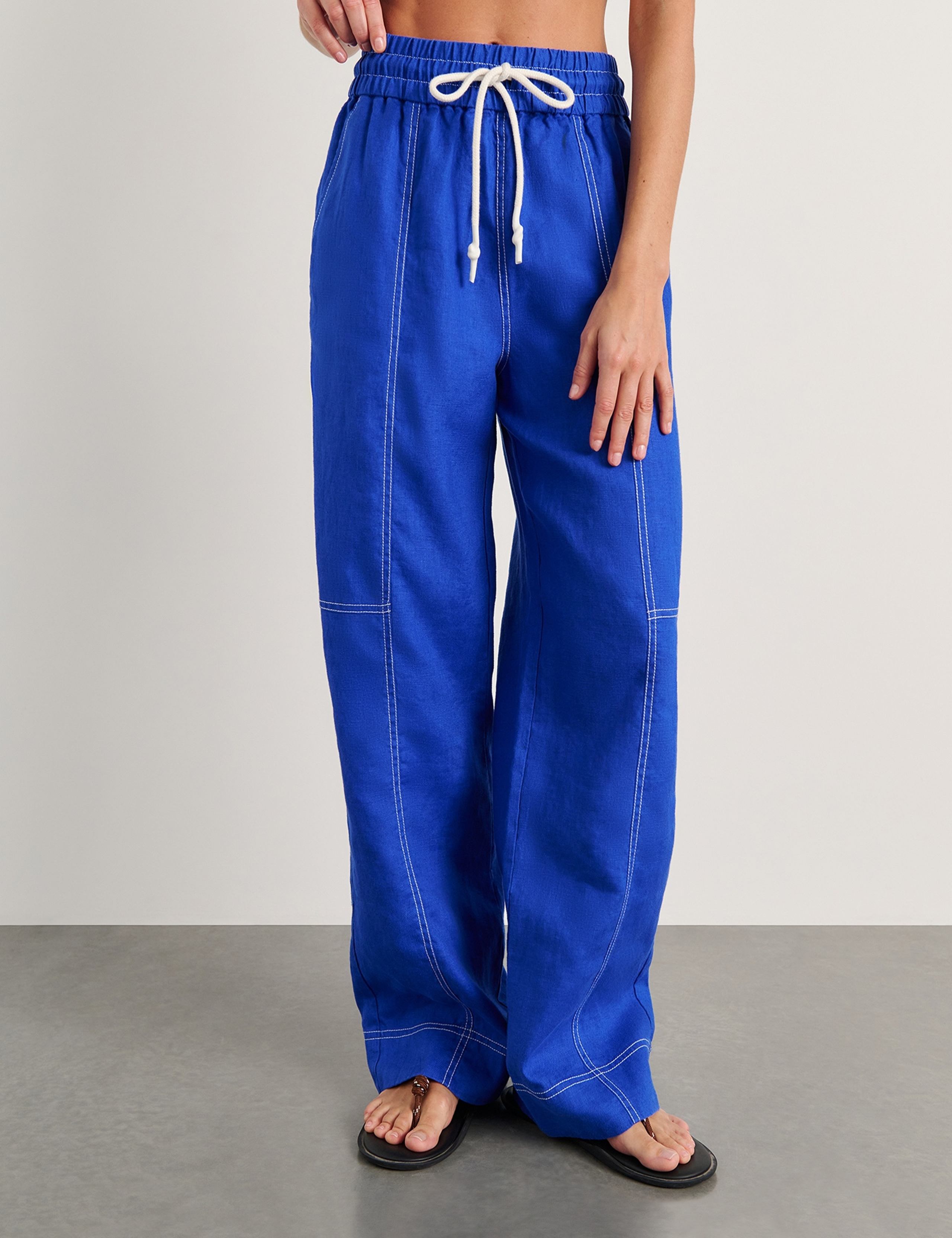Pure Linen Straight Leg Trousers 3 of 5