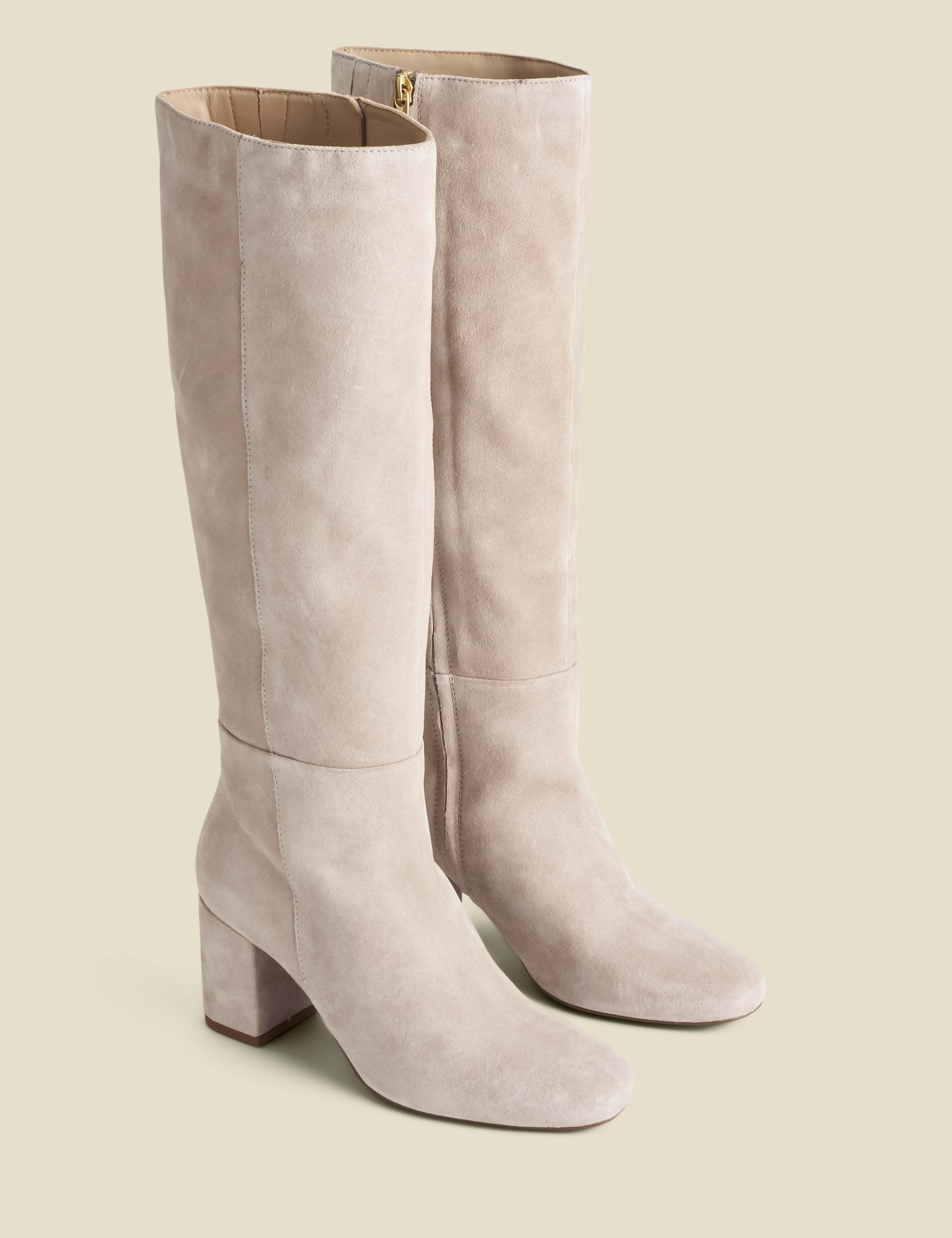 Suede Block Heel Round Toe Knee High Boots 2 of 4