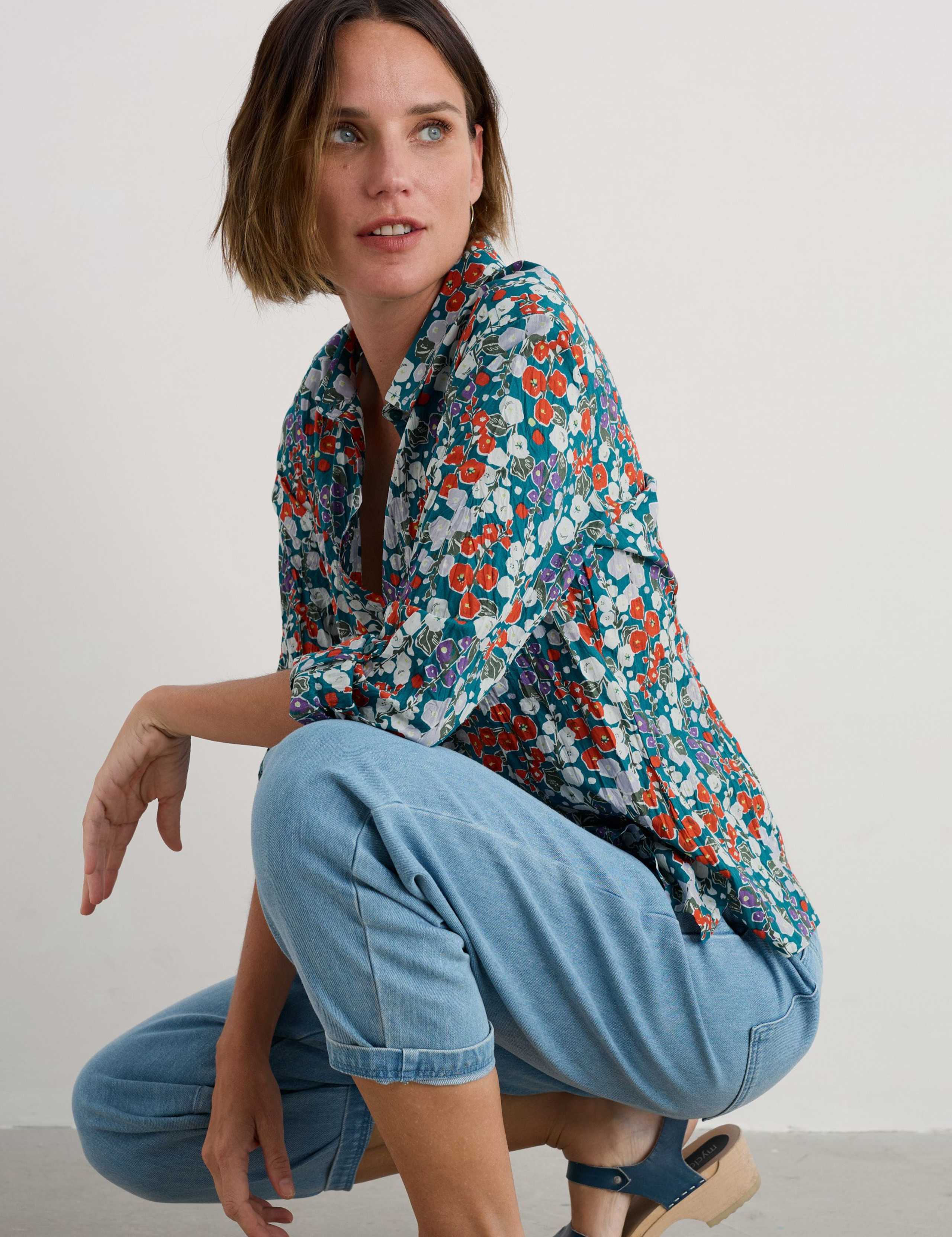 Pure Cotton Floral Collared Shirt 3 of 5