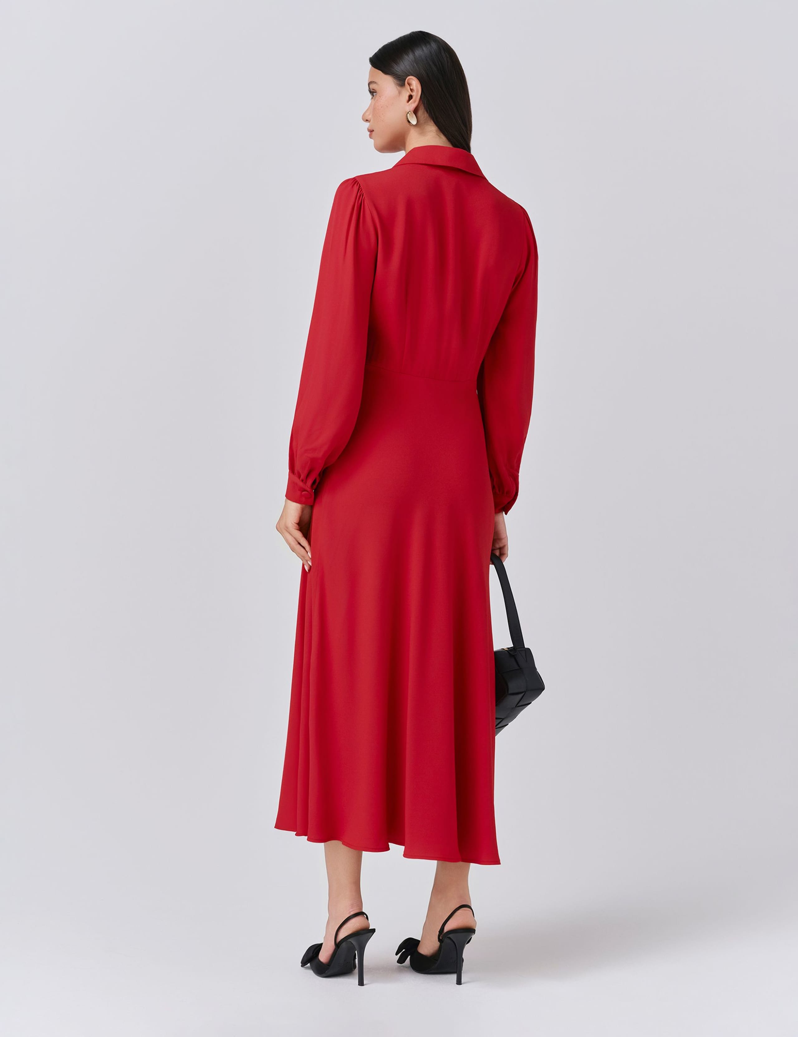 Crepe Collared Midi Dress 3 of 5