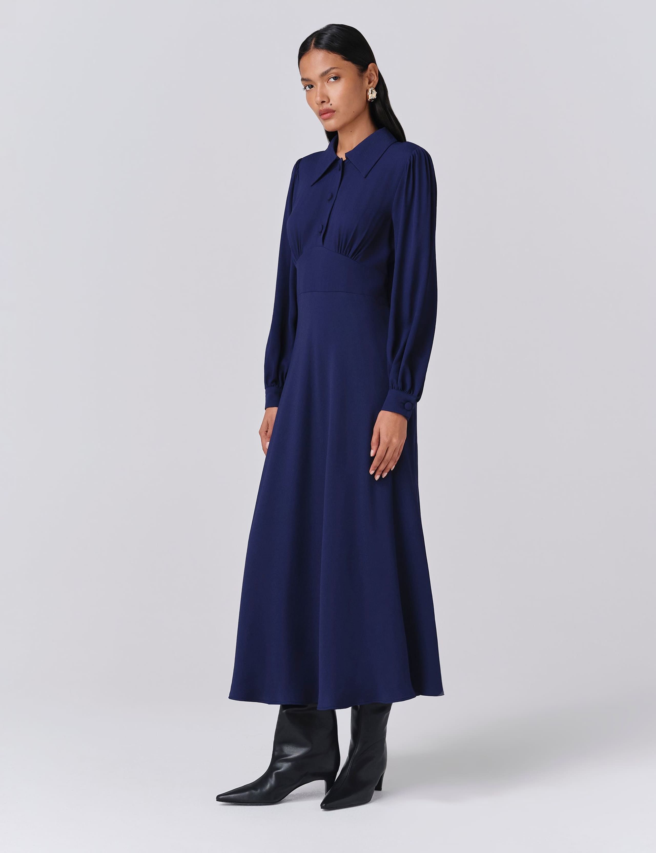 Crepe Collared Midi Dress 5 of 5