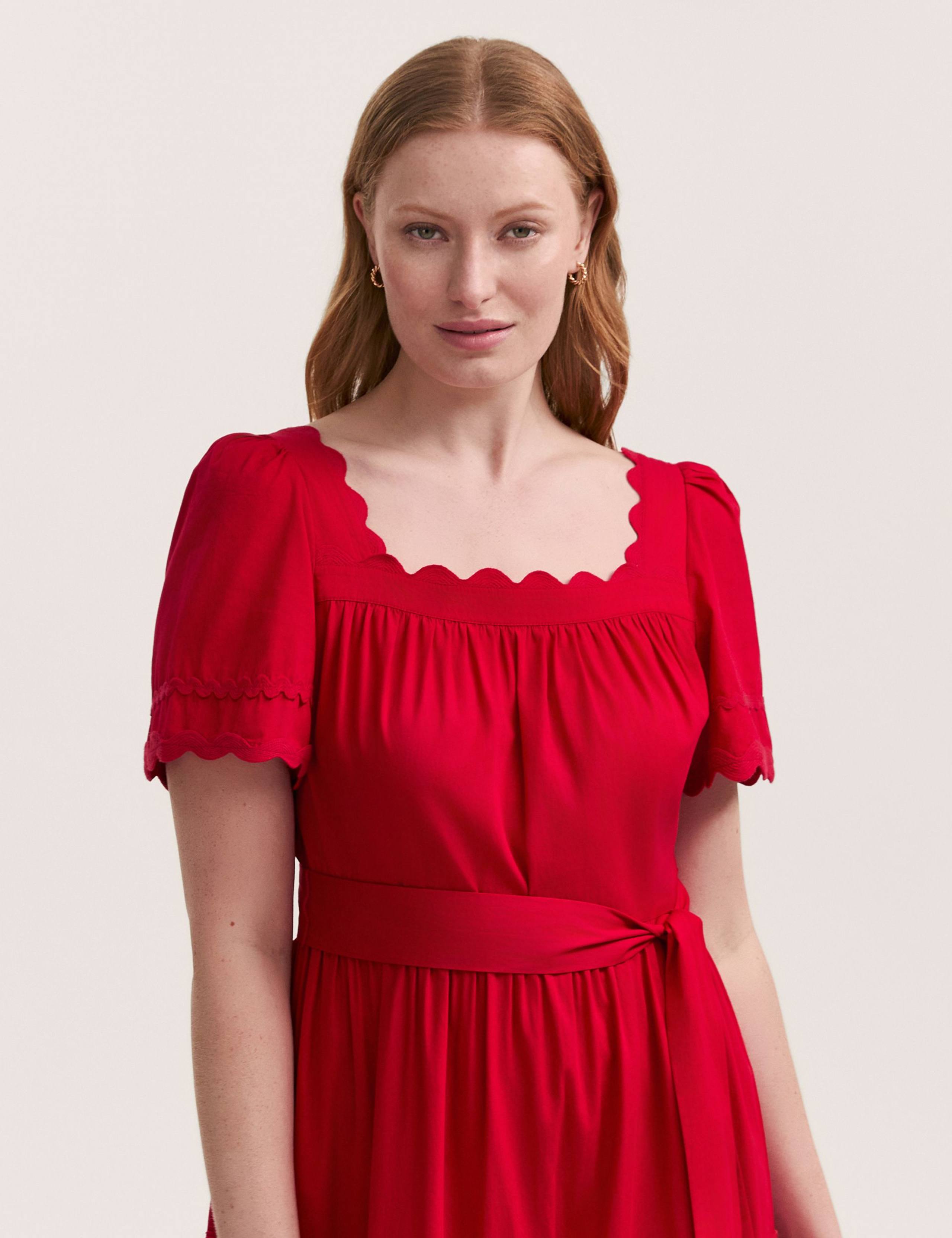Pure Cotton Square Neck Midi Tiered Dress 4 of 4