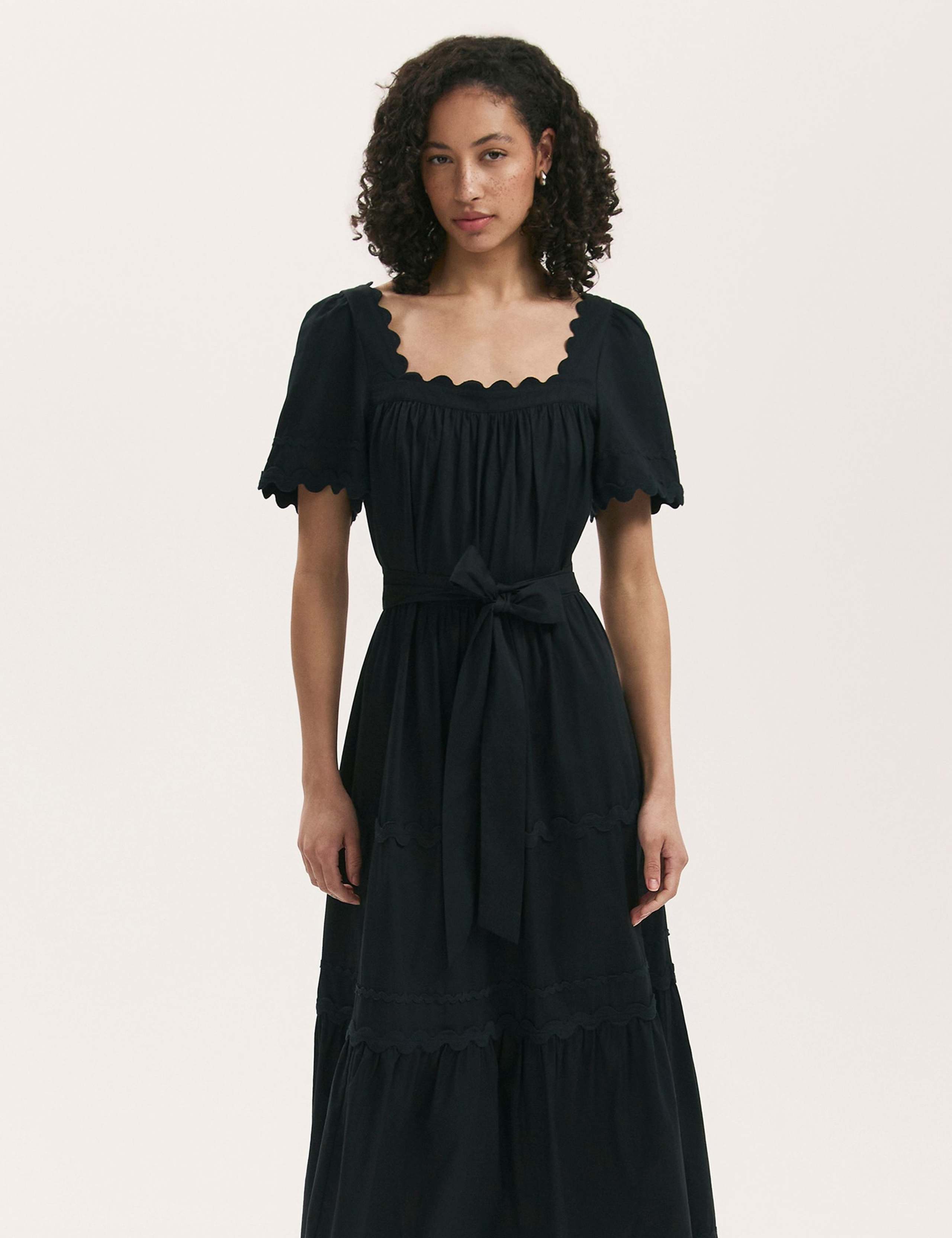 Pure Cotton Square Neck Midi Tiered Dress 2 of 4