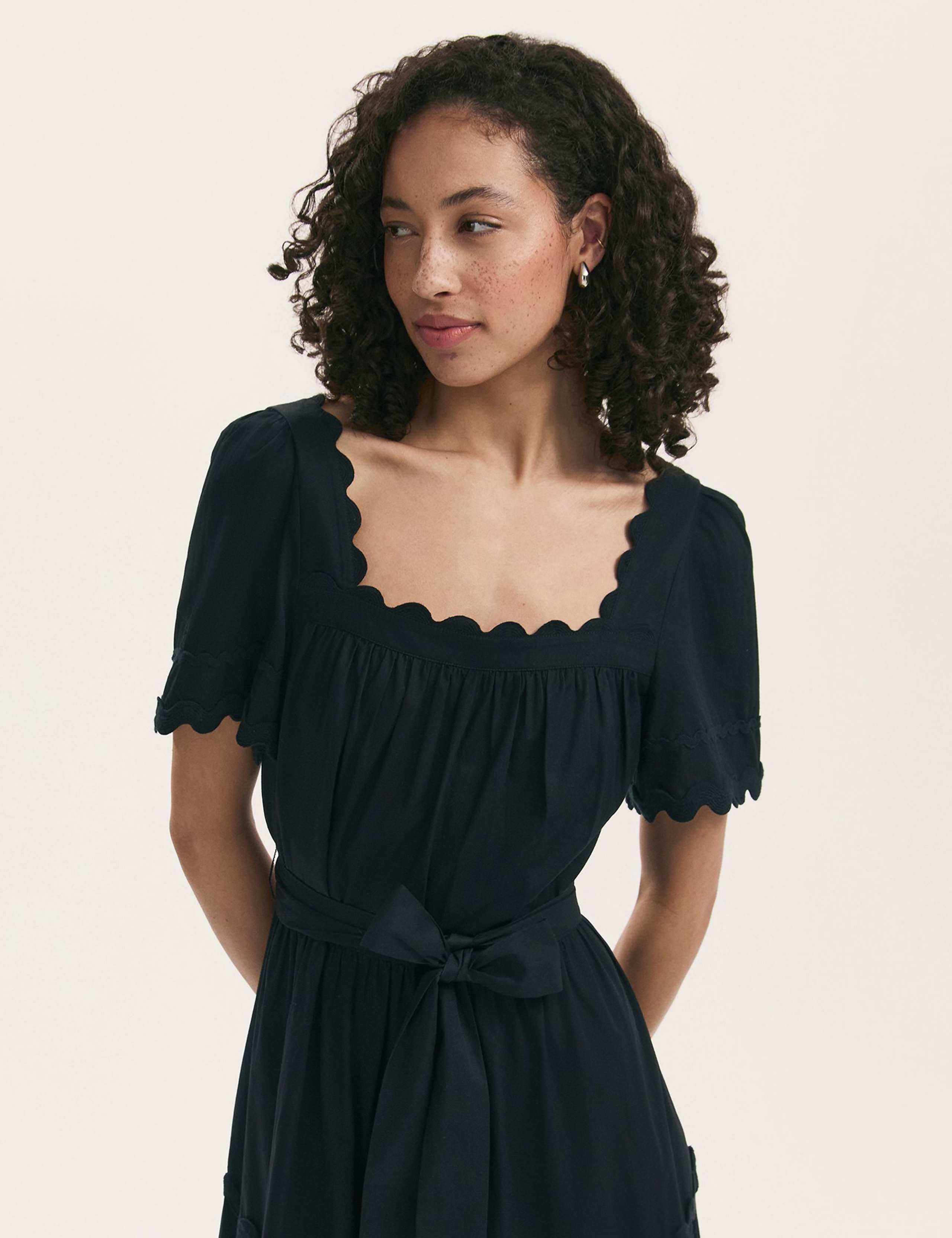 Pure Cotton Square Neck Midi Tiered Dress 4 of 4