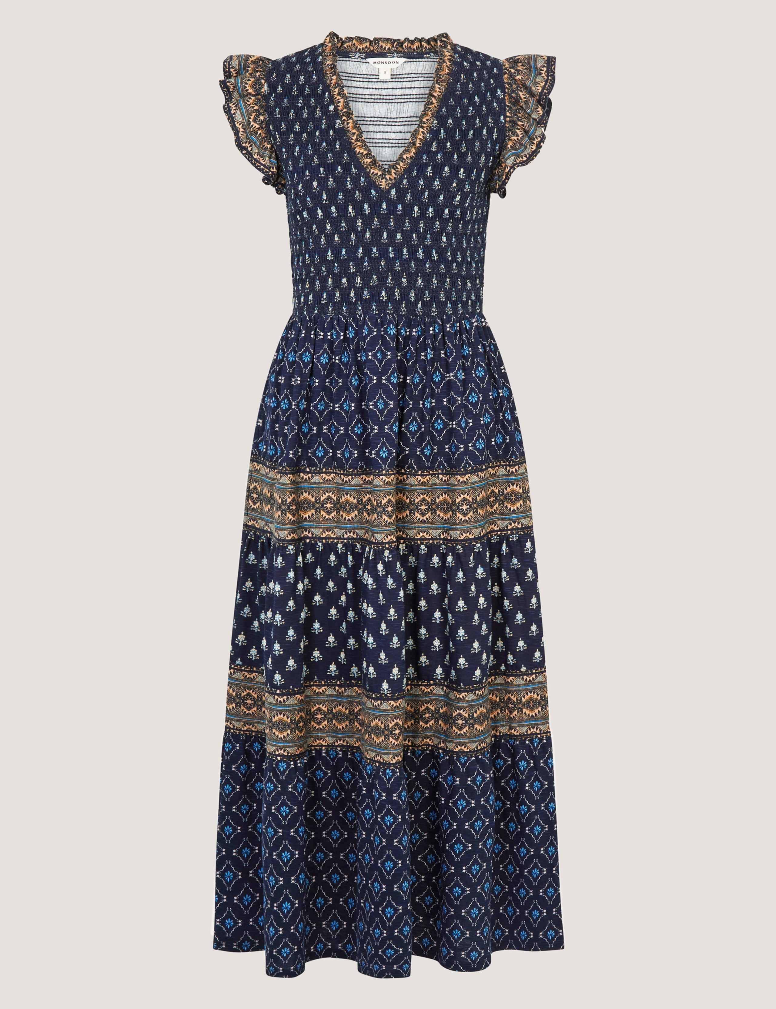 Jersey Geometric V-Neck Midaxi Skater Dress 2 of 5