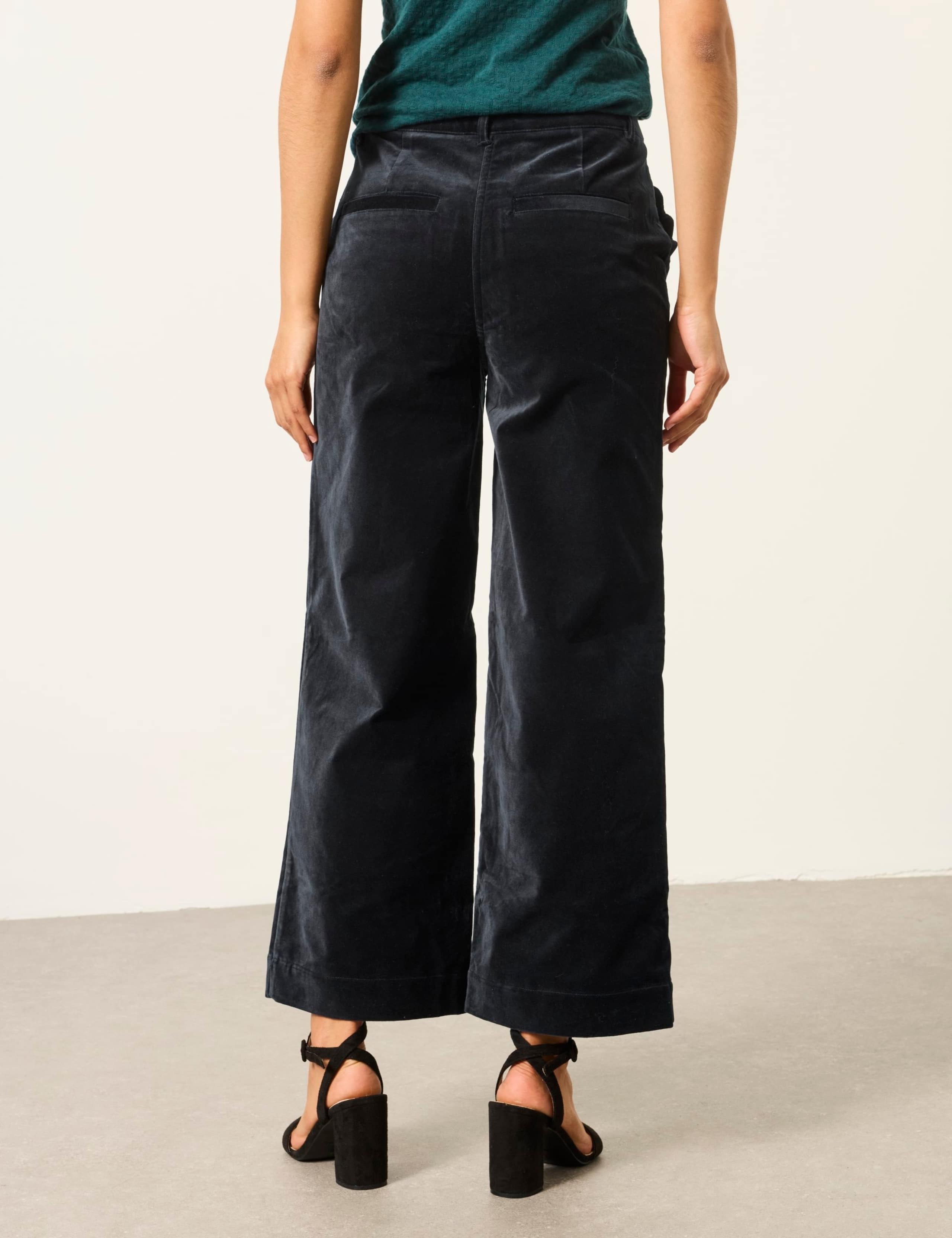 Velvet Textured Wide Leg Cropped Trousers 4 of 7