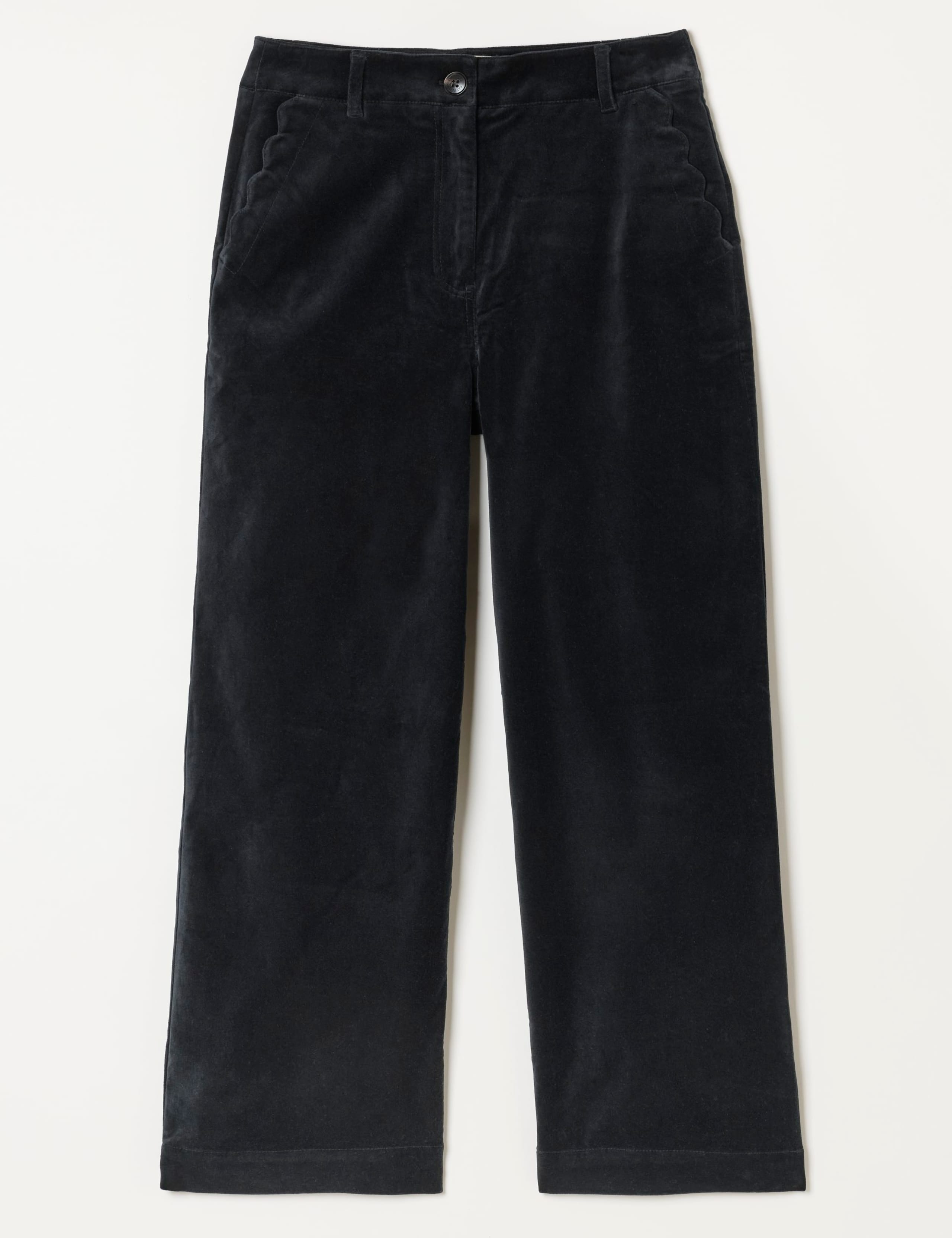 Velvet Textured Wide Leg Cropped Trousers 2 of 7