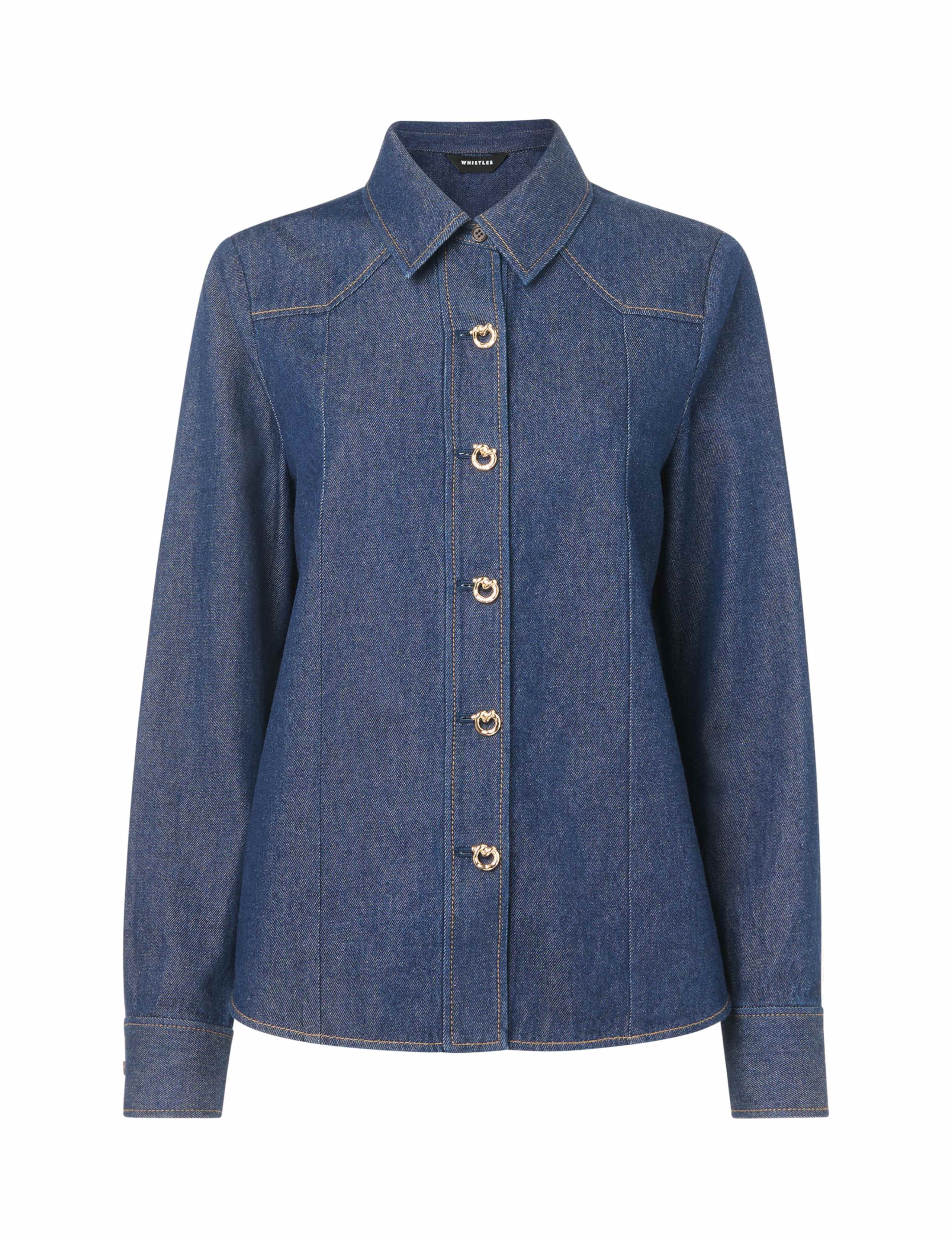 Pure Cotton Collared Button Detail Shirt 2 of 4