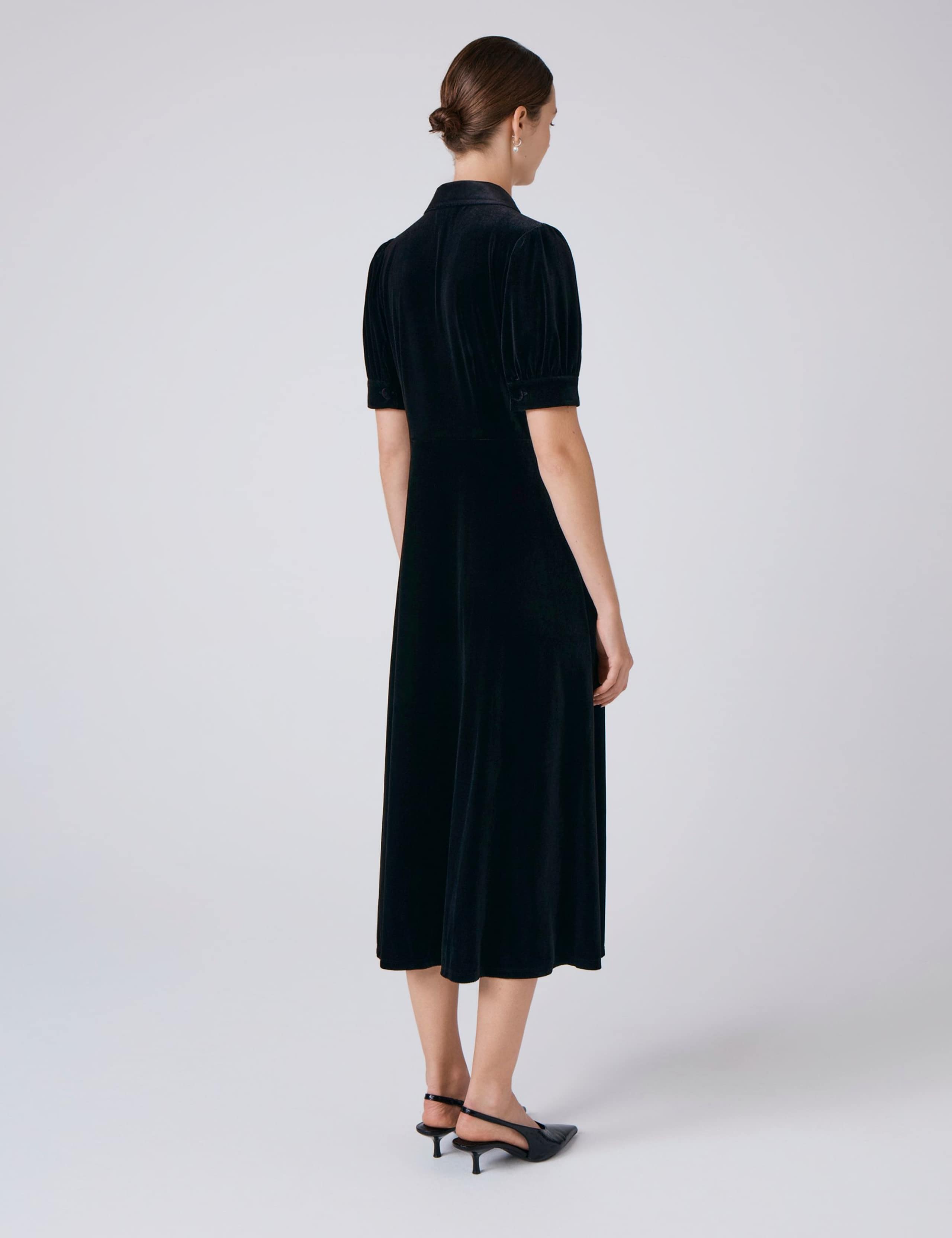 Velvet Collared Midi Tea Dress 3 of 6