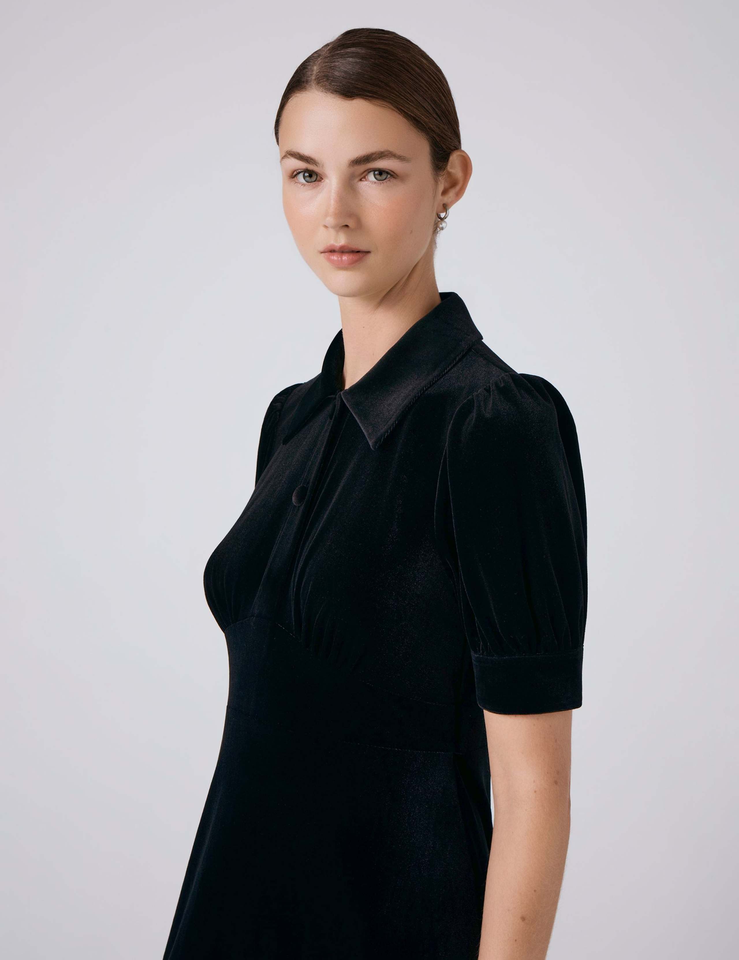 Velvet Collared Midi Tea Dress 4 of 6