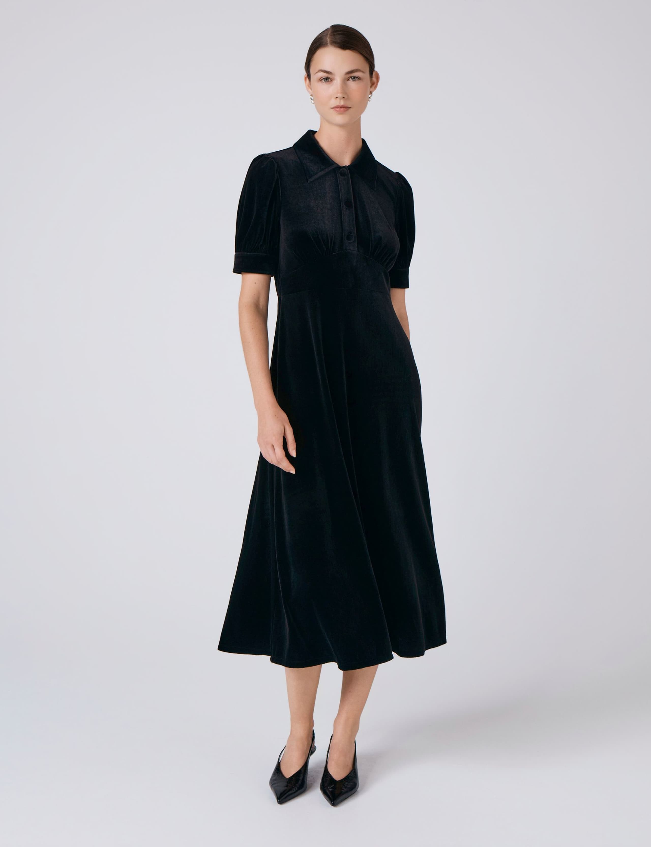 Velvet Collared Midi Tea Dress 6 of 6