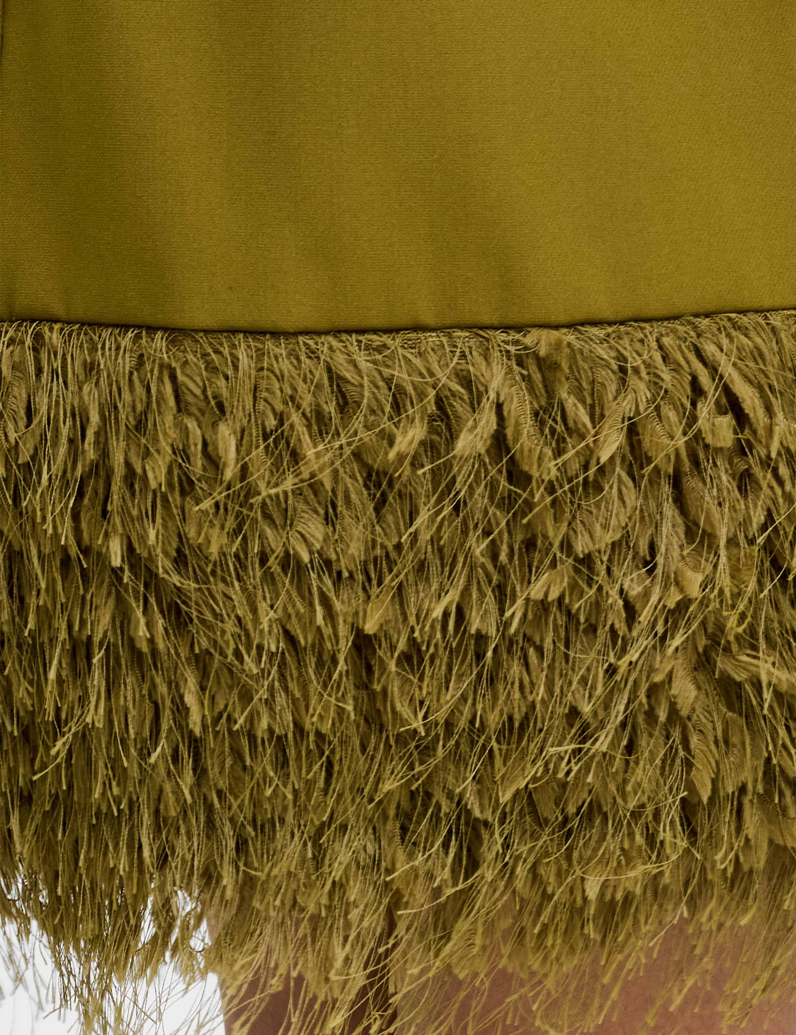 V-Neck Faux Feather Hem Mini Shift Dress 7 of 7