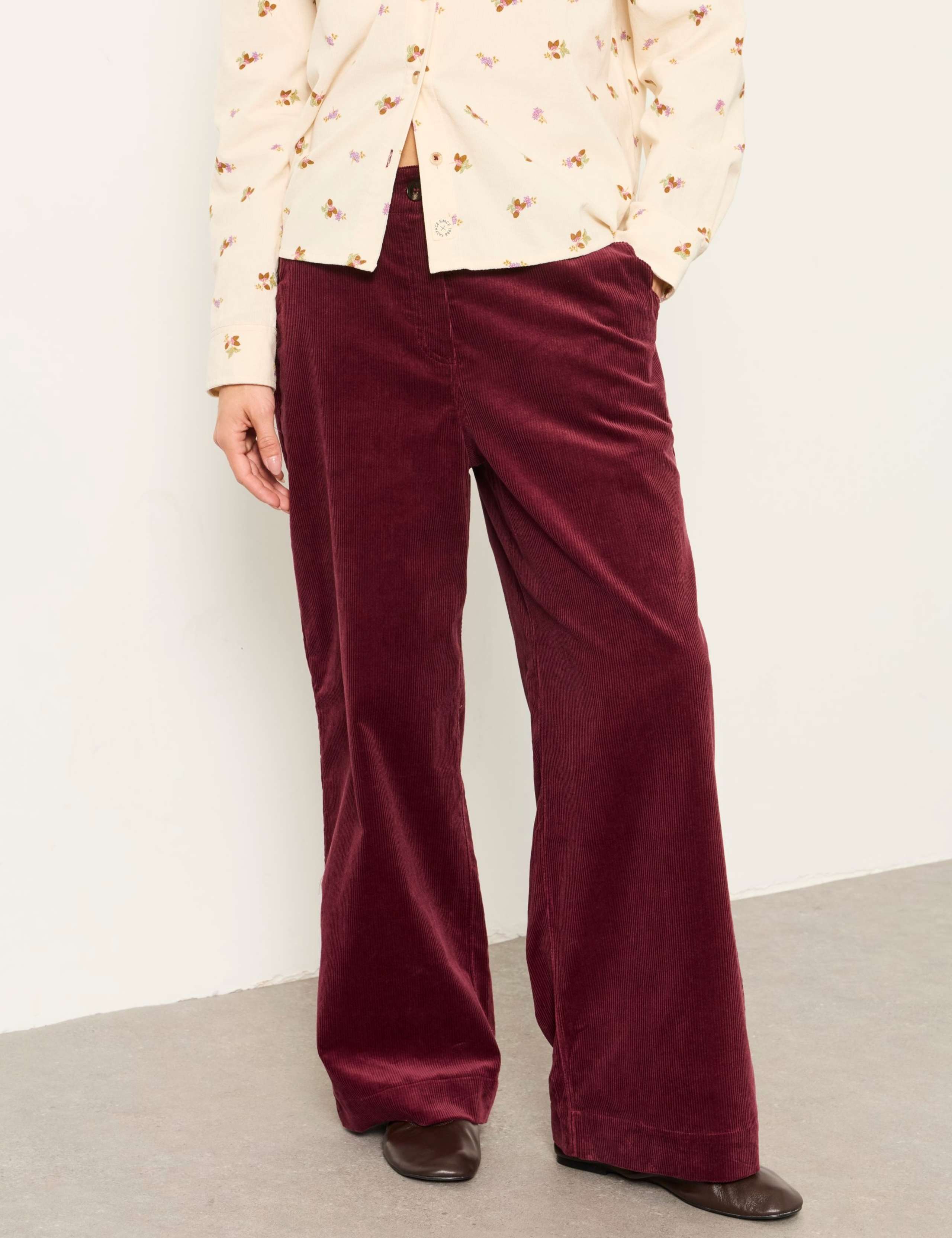 Cord Textured Wide Leg Cropped Trousers 3 of 5