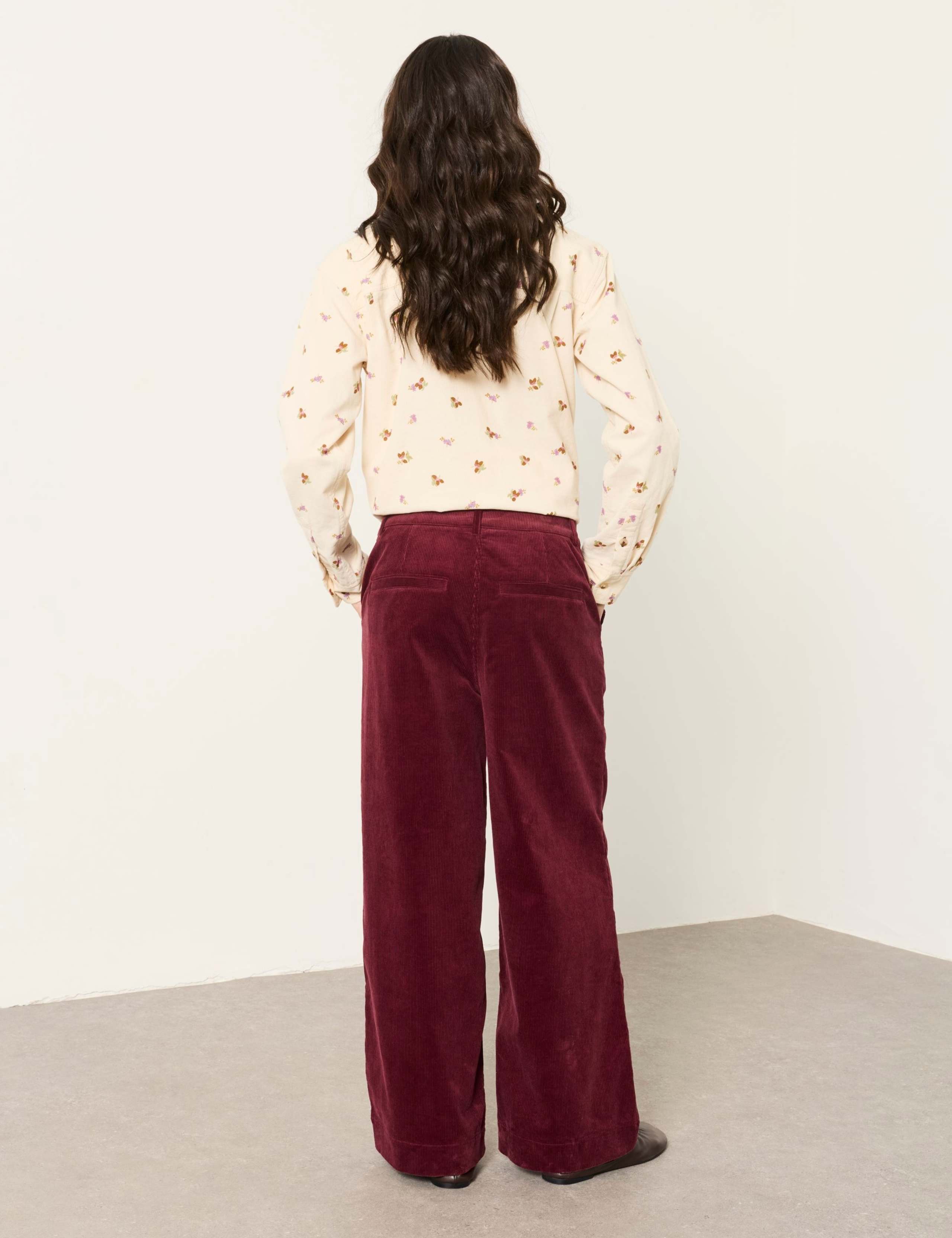 Cord Textured Wide Leg Cropped Trousers 4 of 5