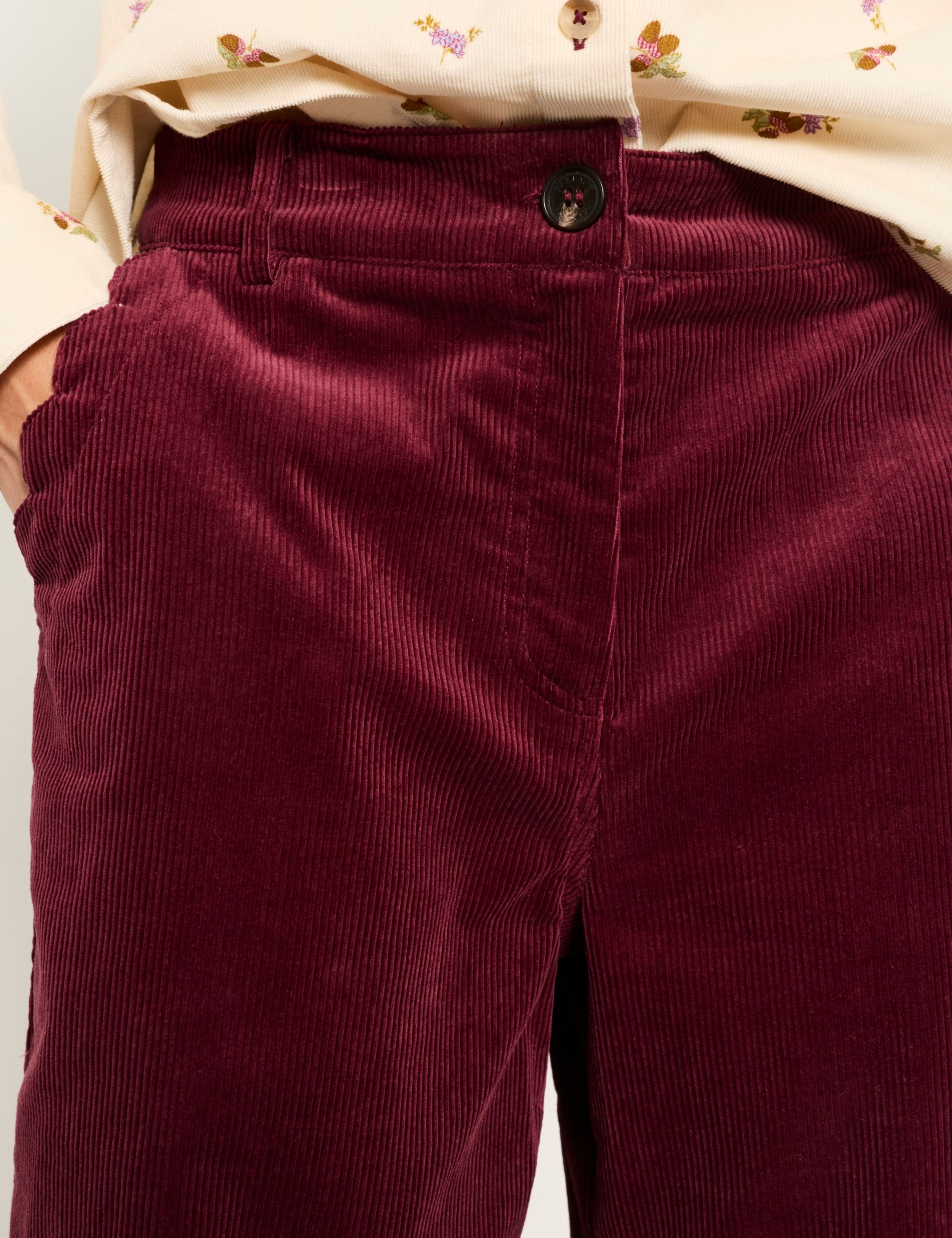 Cord Textured Wide Leg Cropped Trousers 5 of 5