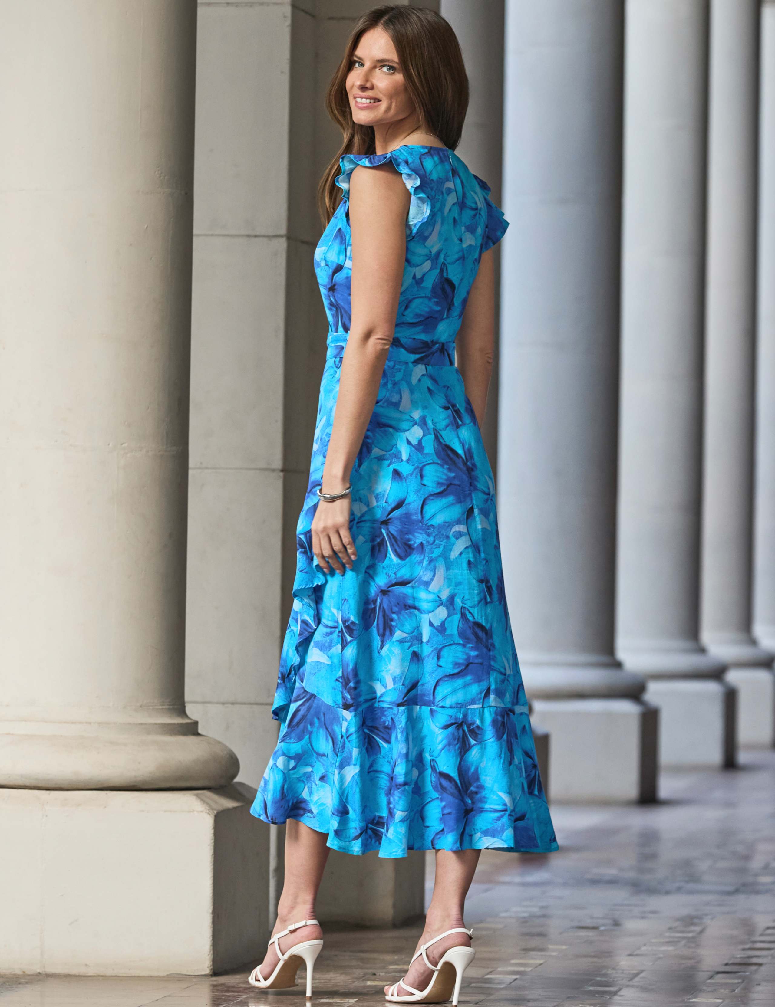 Floral Belted Midi Wrap Dress 3 of 5