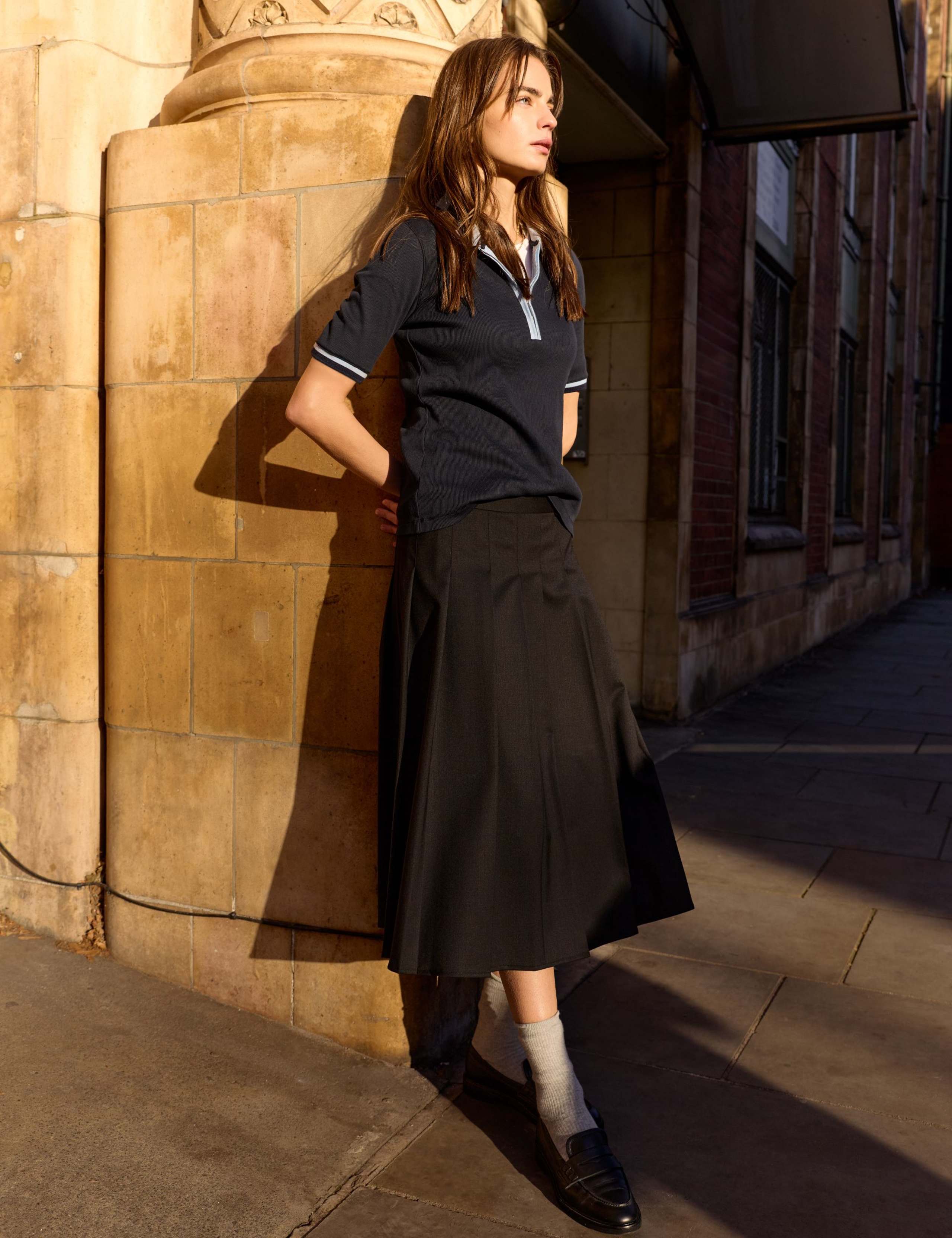 Pure Cotton Ribbed Half Zip Top 3 of 4