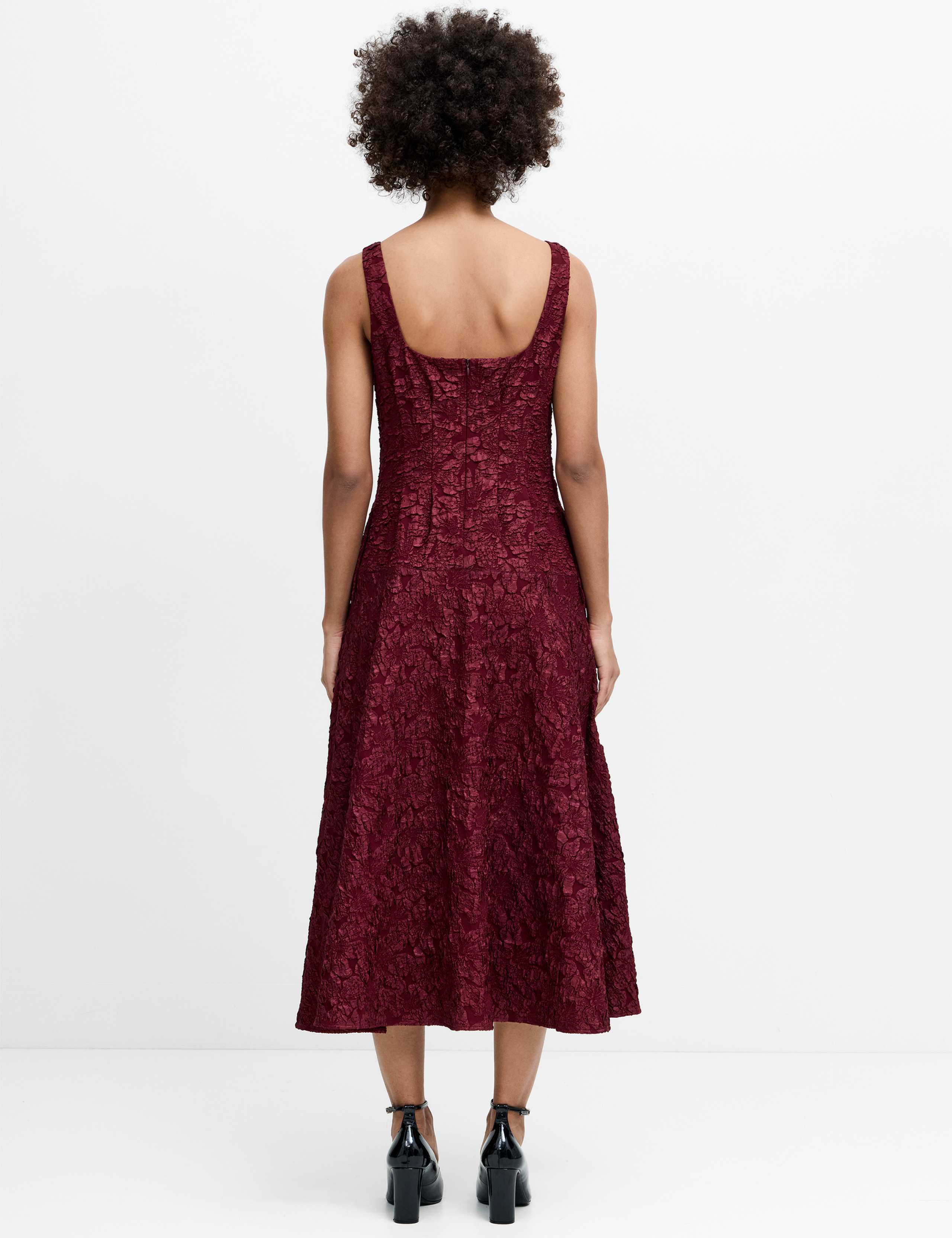 Jacquard Square Neck Midi Swing Dress 7 of 7
