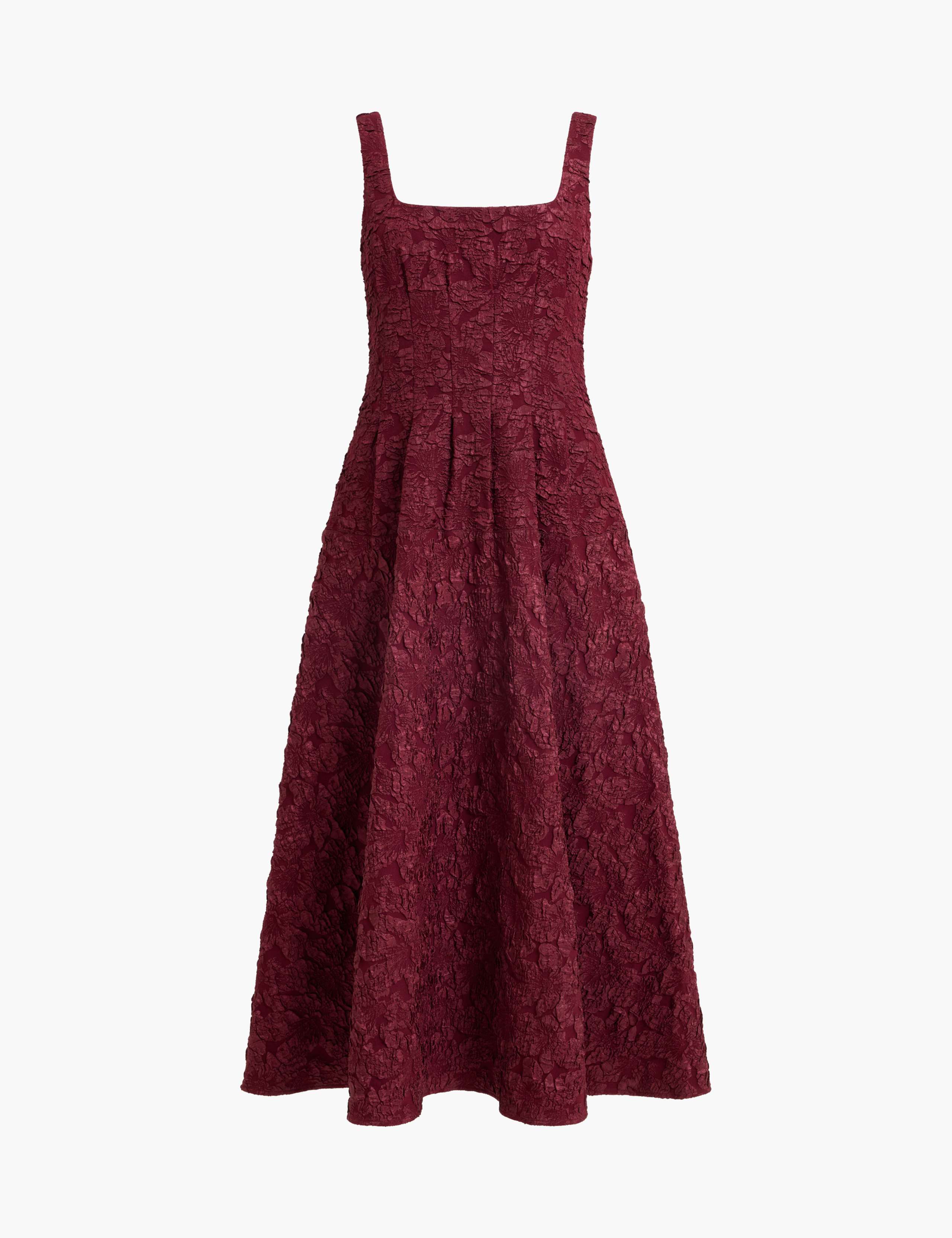 Jacquard Square Neck Midi Swing Dress 2 of 7