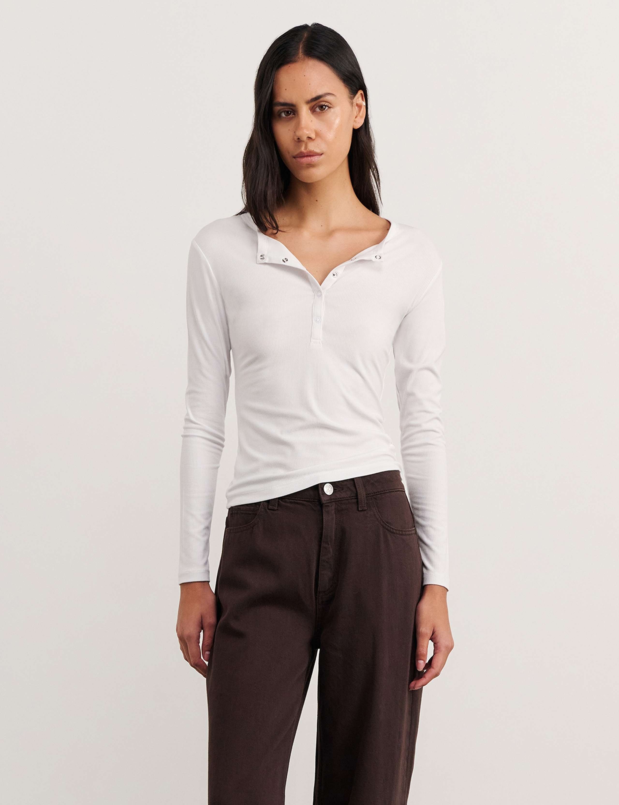 Round Neck Henley Top 1 of 6