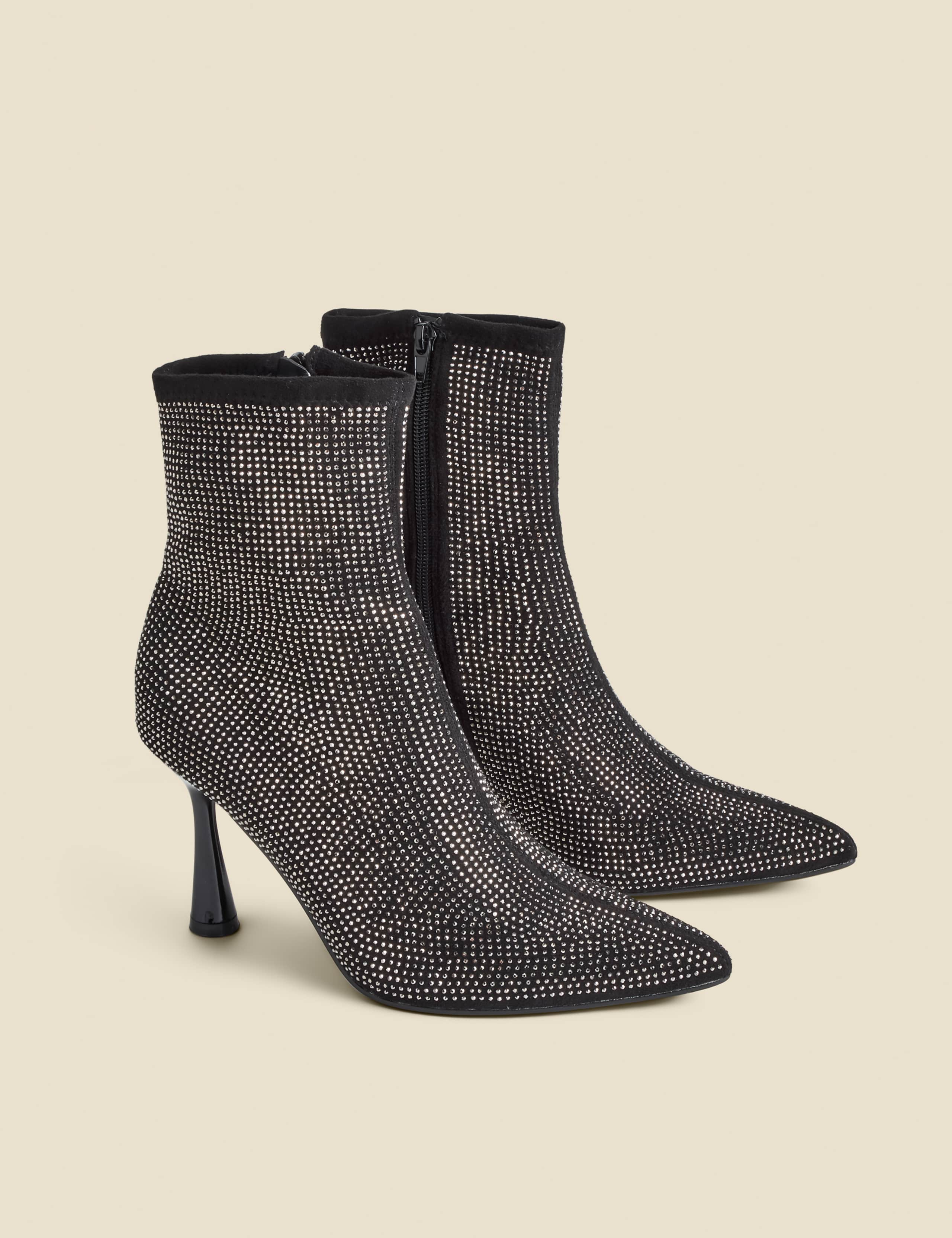 Sparkle Stiletto Heel Pointed Sock Boots 4 of 4