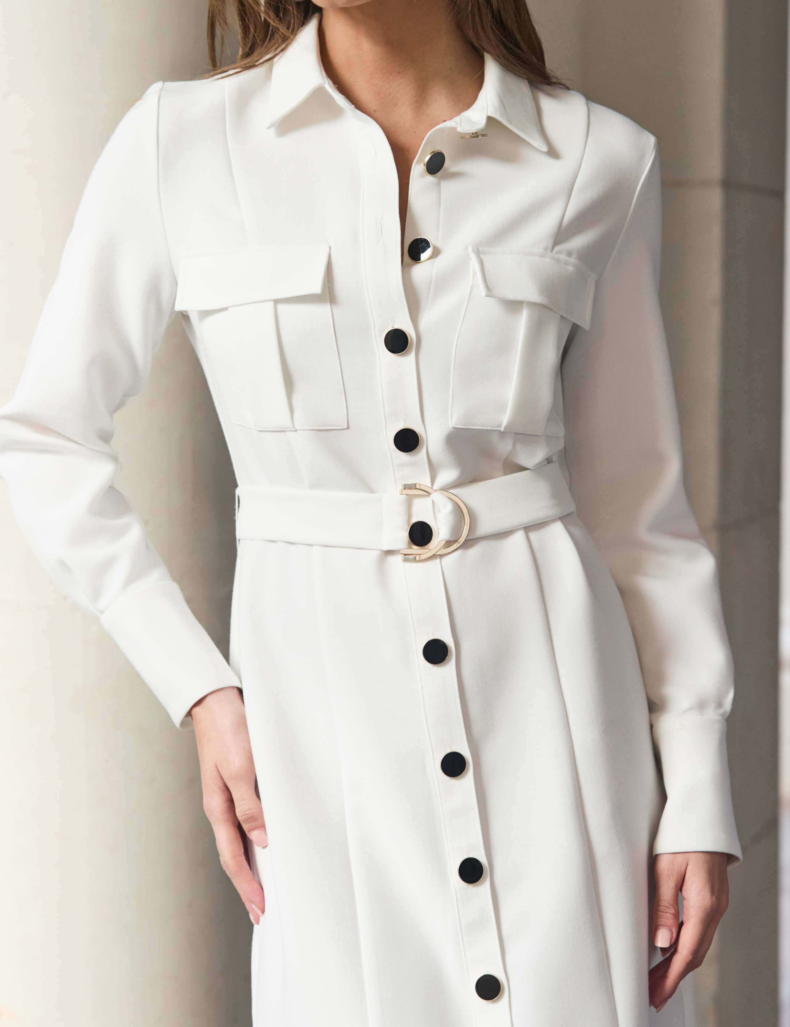 Belted Knee Length Shirt Dress 5 of 5