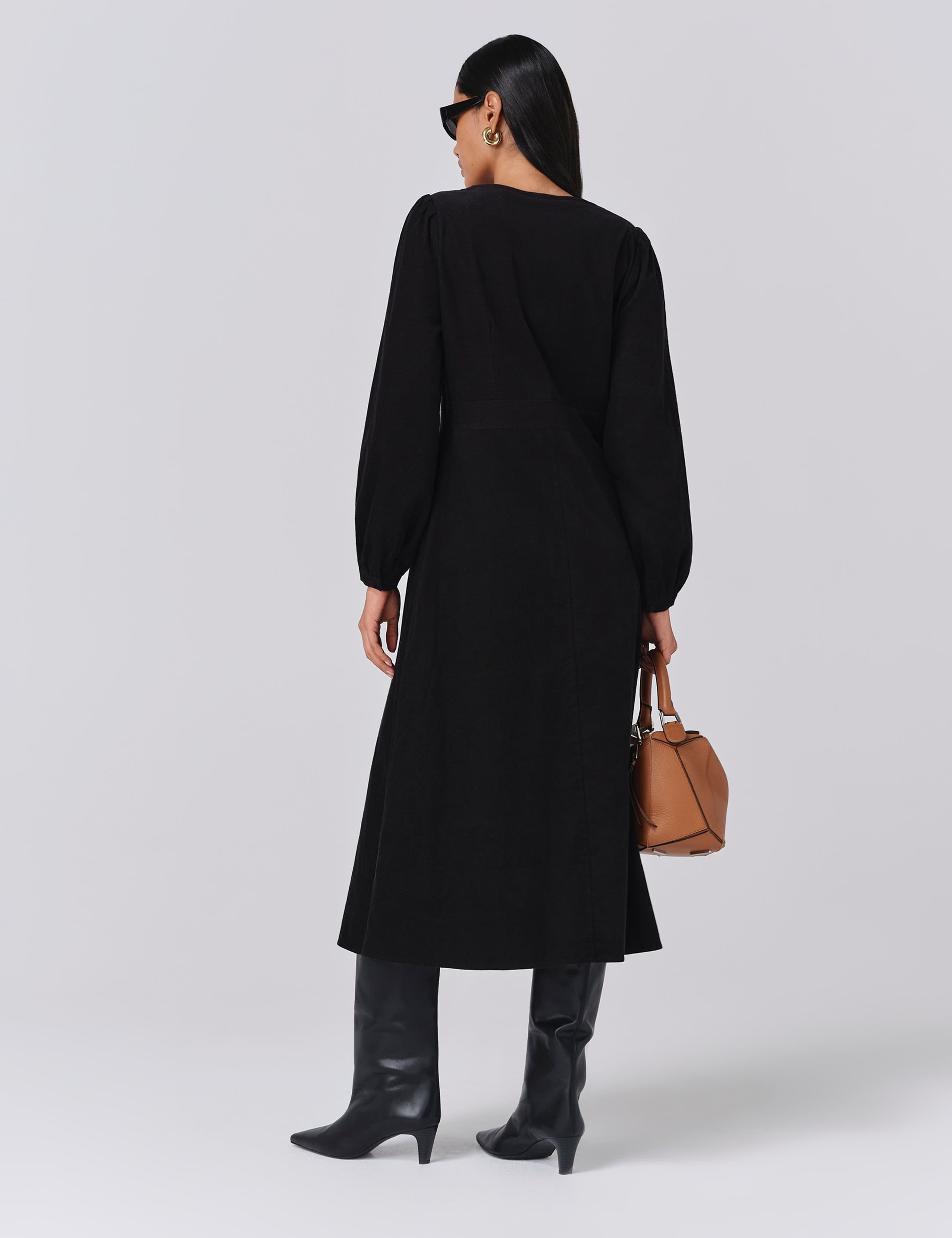 Cord Embroidered V-Neck Midi Skater Dress 3 of 5