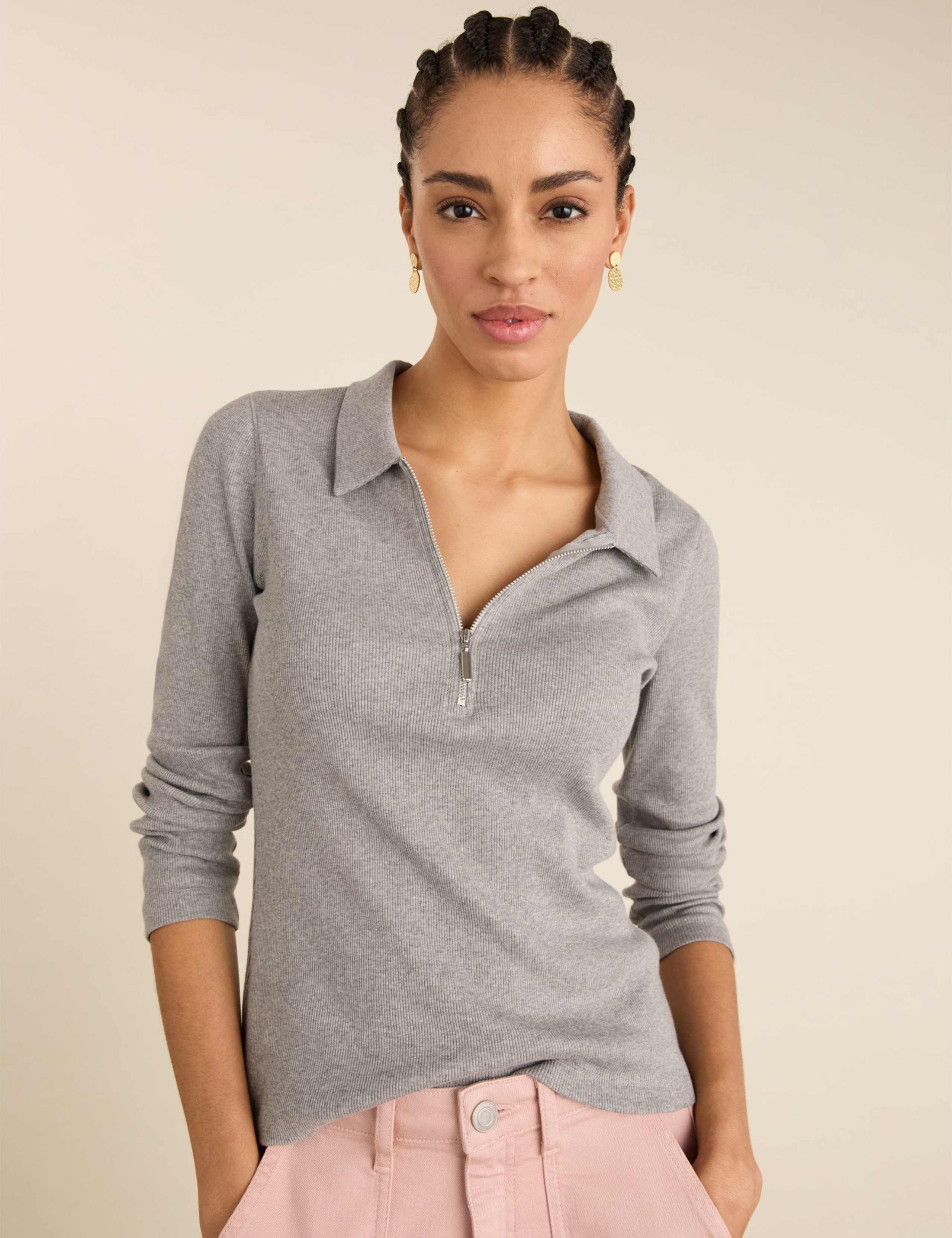 Pure Cotton Collared Half-Zip Top 5 of 5