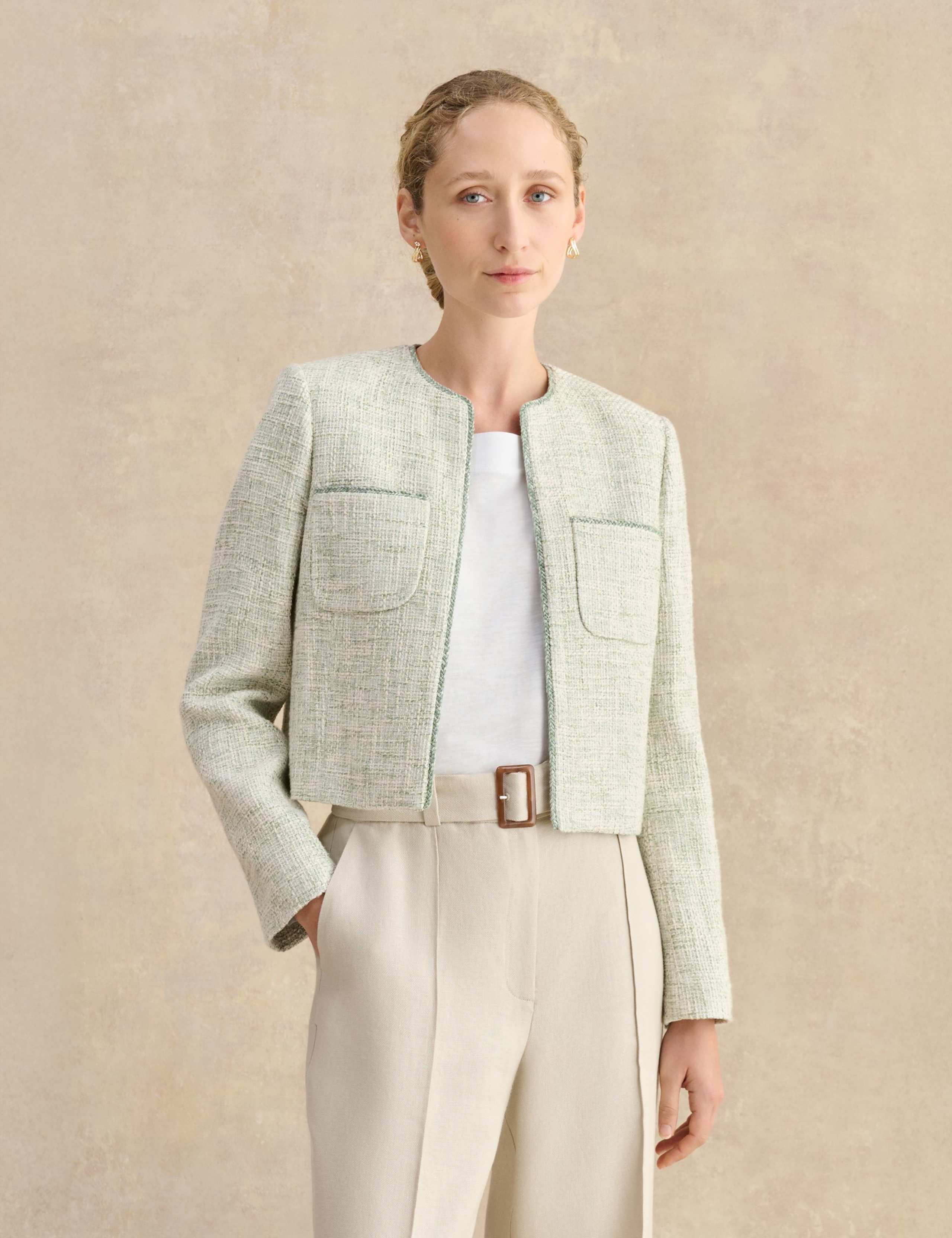 Cotton Rich Textured Cropped Jacket 1 of 6