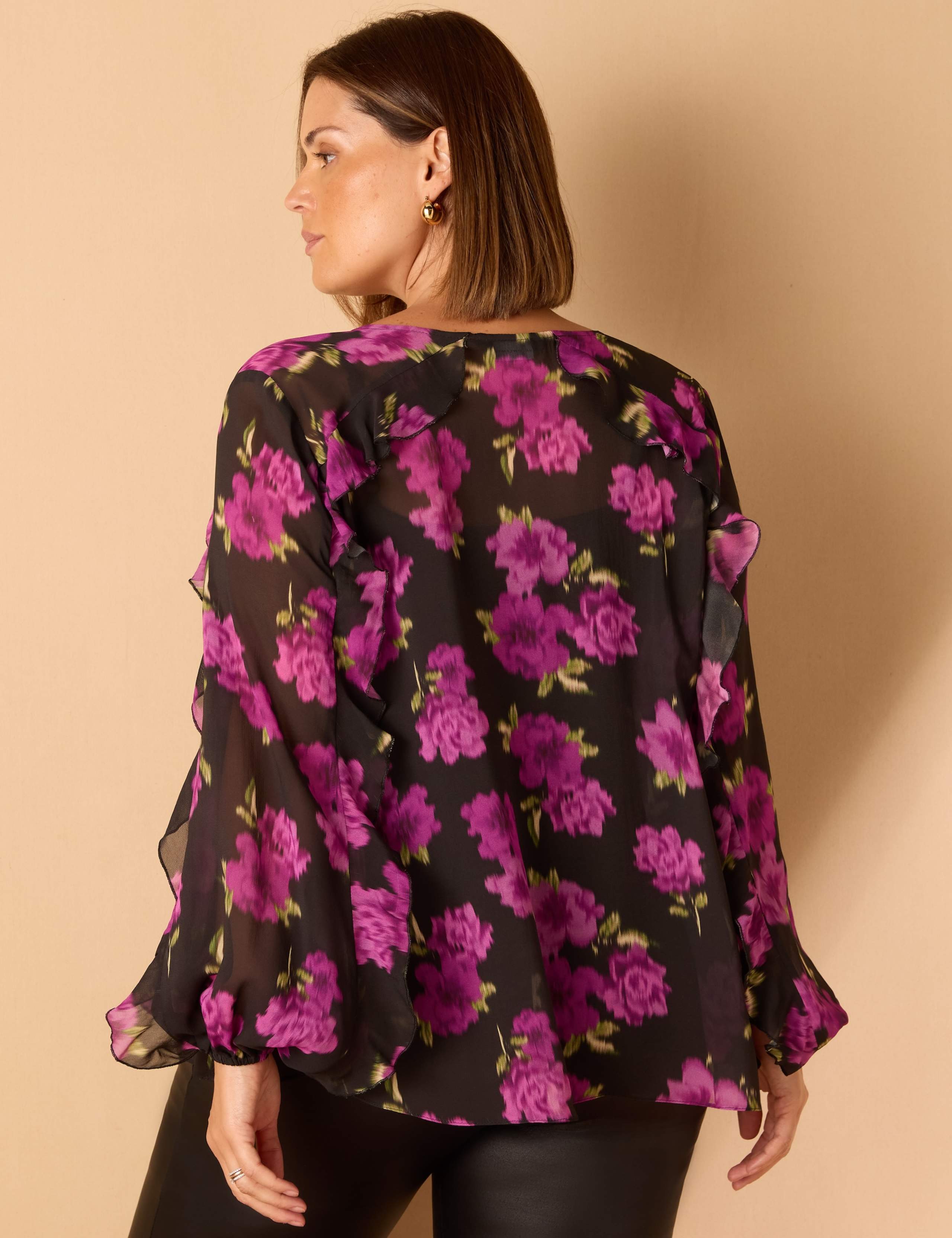 Floral Ruffle V-Neck Blouse 5 of 8