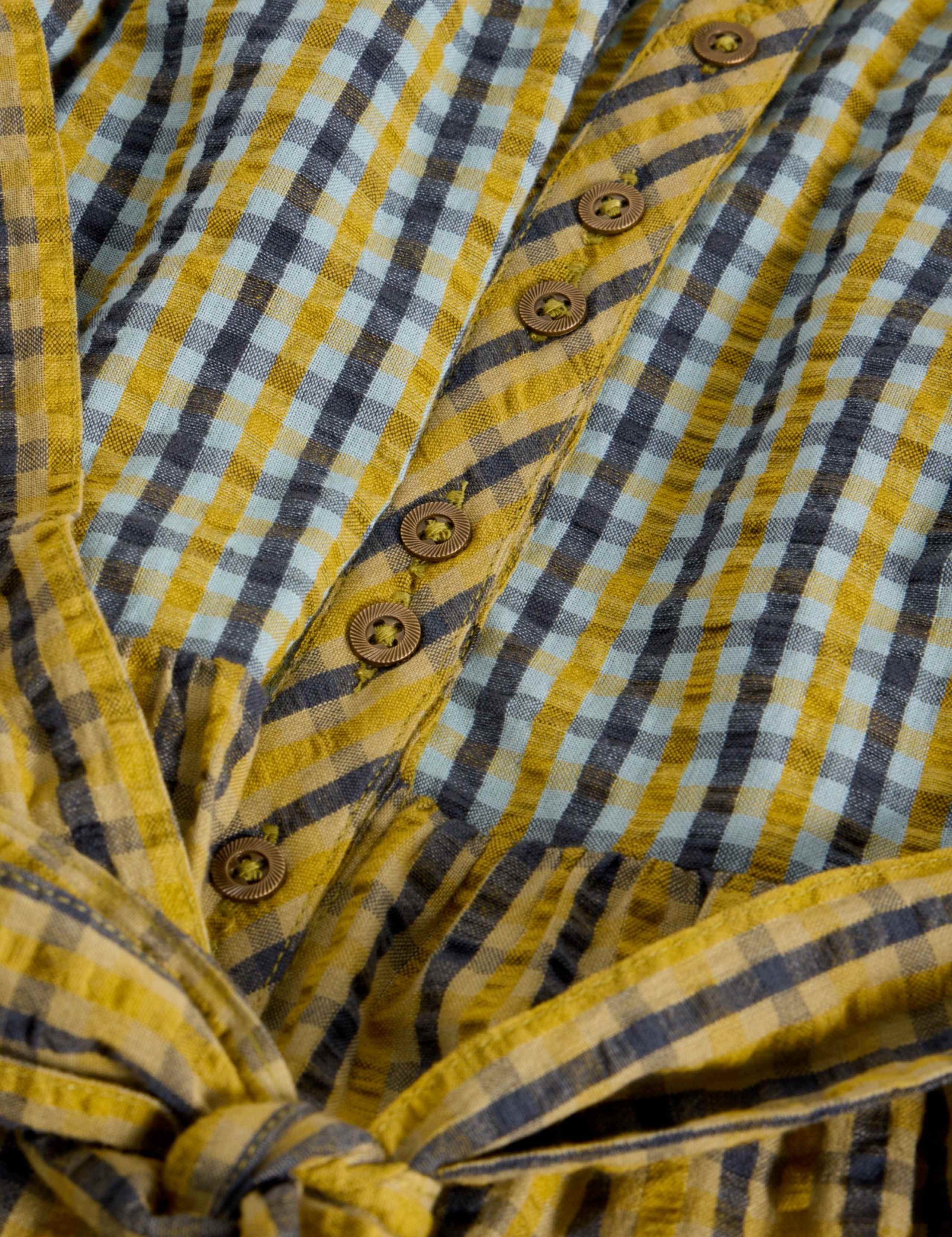 Pure Cotton Checked Midi Tiered Dress 6 of 6