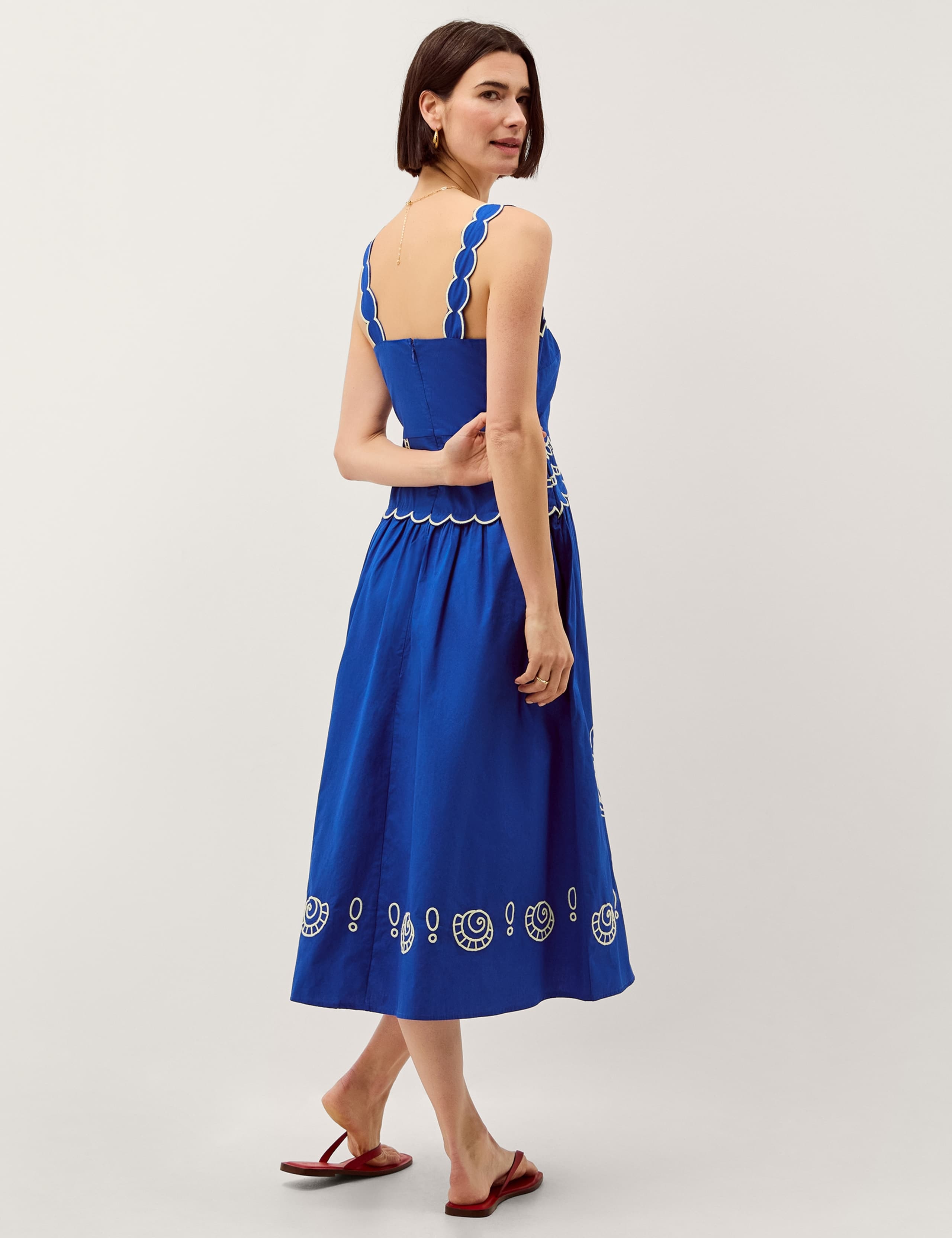 Pure Cotton Embroidered Square Neck Dress 2 of 4
