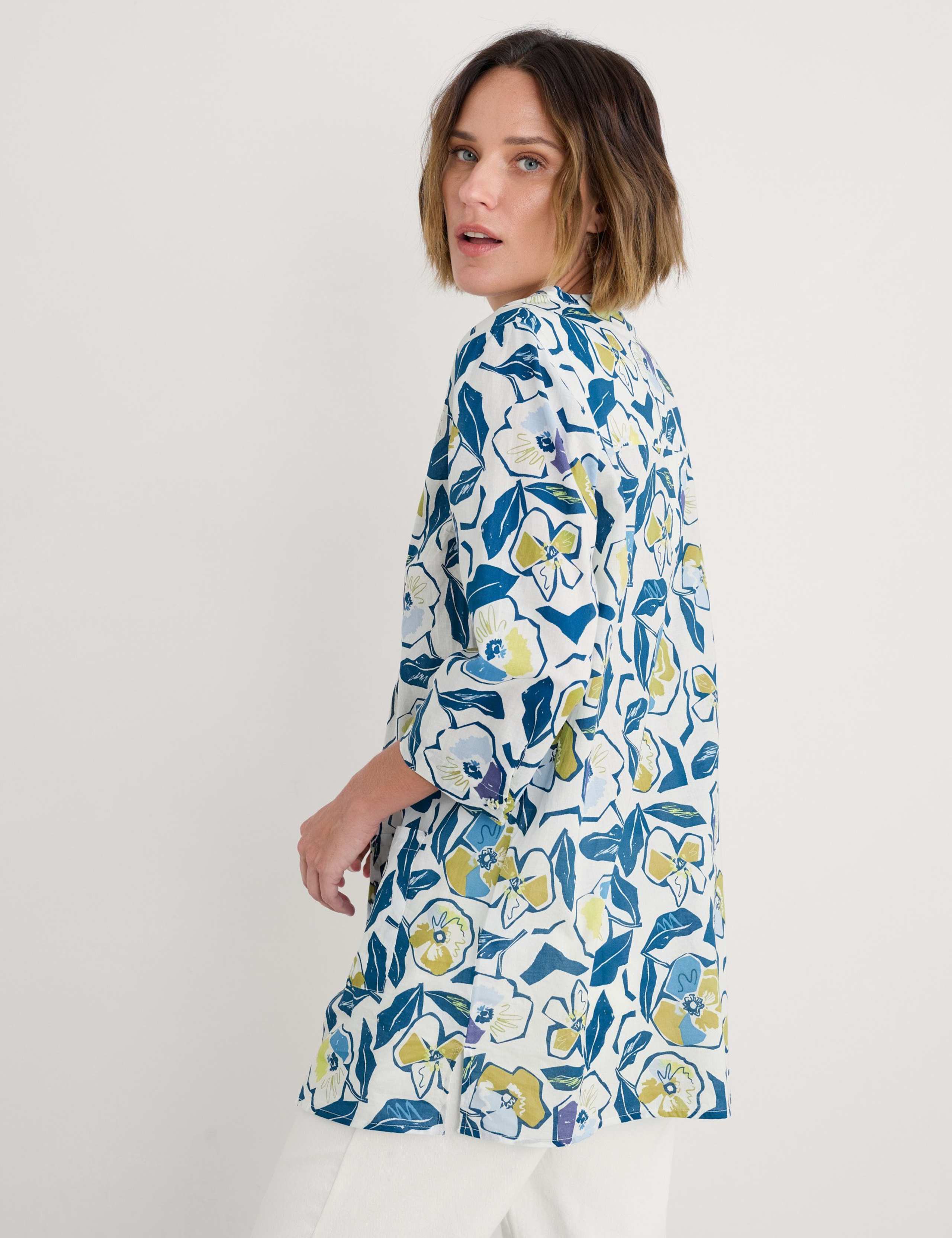 Pure Cotton Floral V-Neck Tunic 4 of 4