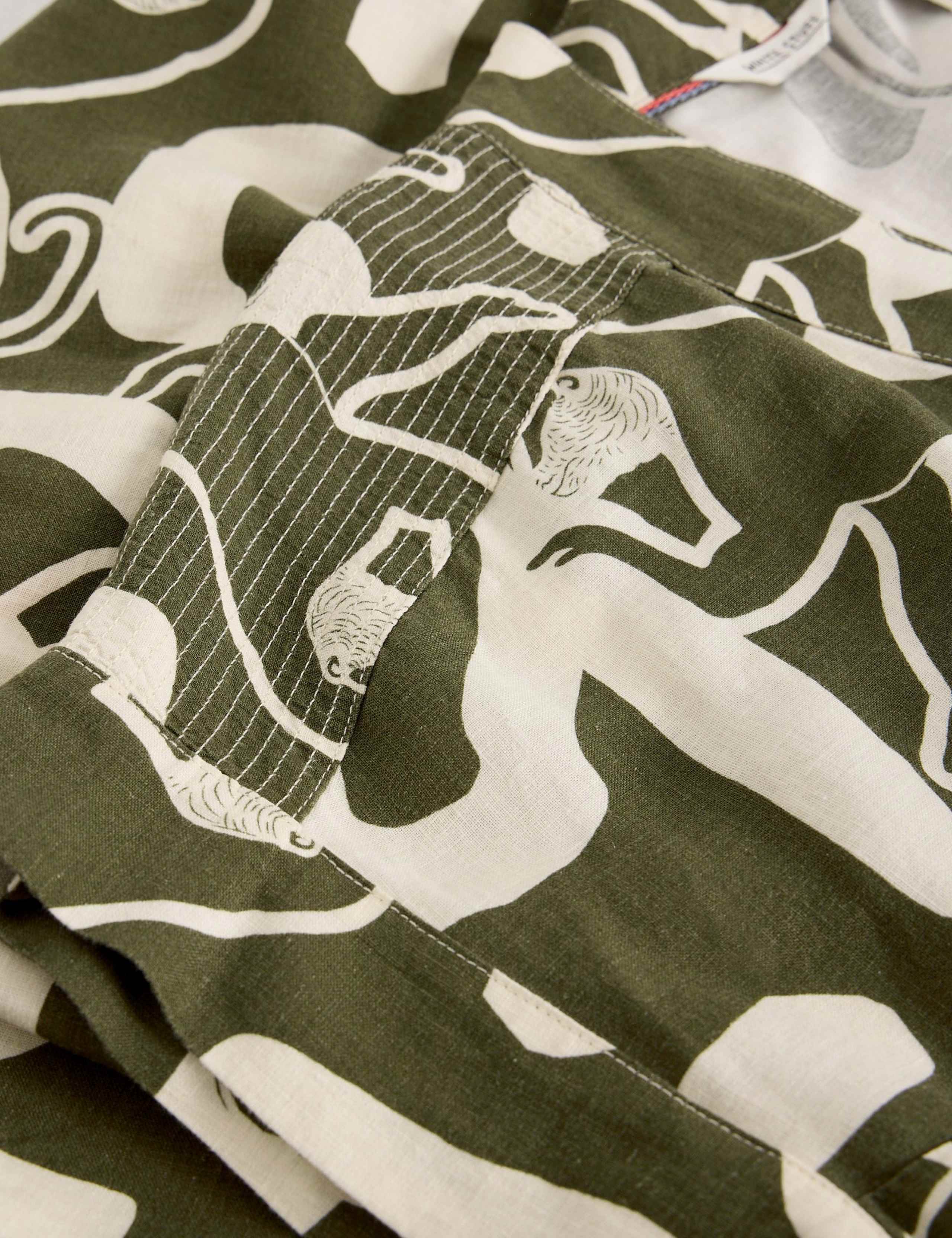 Linen Blend Abstract Midi Utility Dress 6 of 6