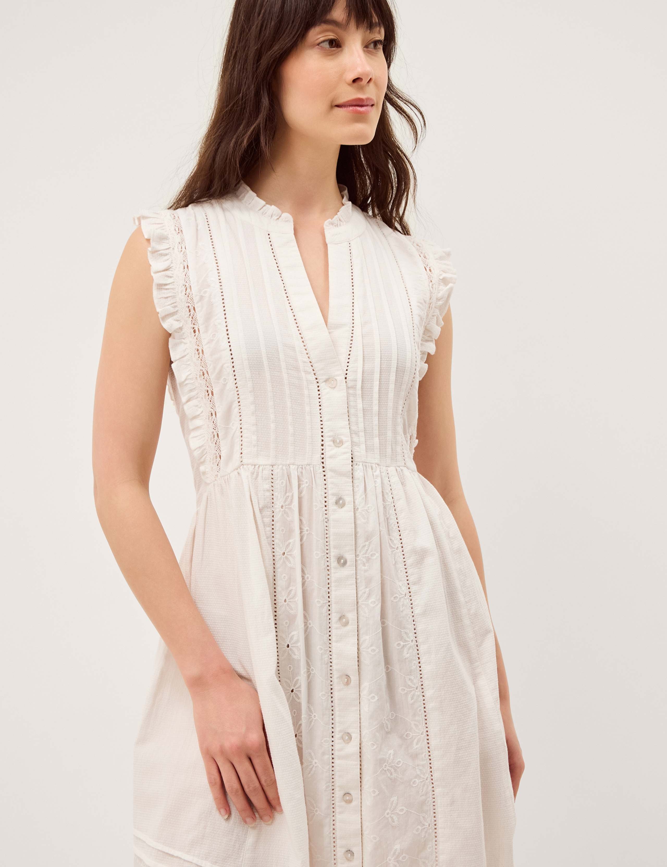 Pure Cotton Embroidered Notch Neck Midi Dress 4 of 5